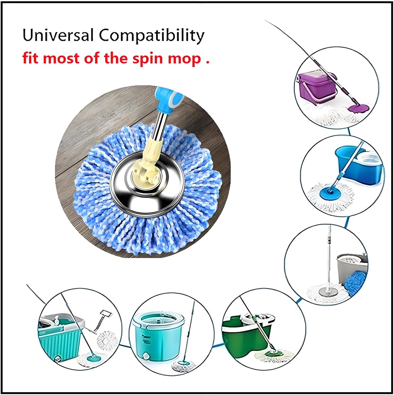 6 Pack Spin Mop Replacement Heads 63 Inch Round Microfiber Mop Refills 1