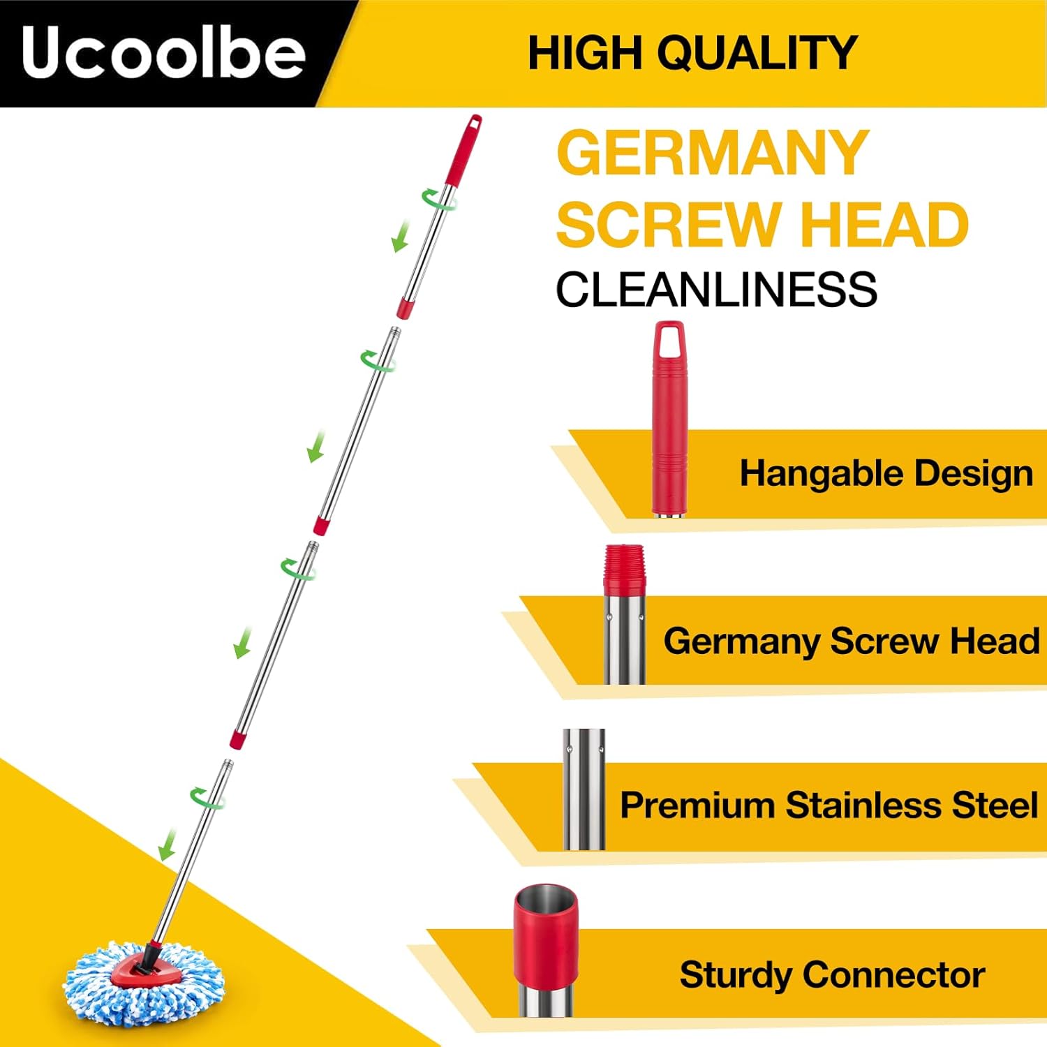 Ucoolbe Spin Mop Replacement Set for O Cedar RinseClean 2 Tanks