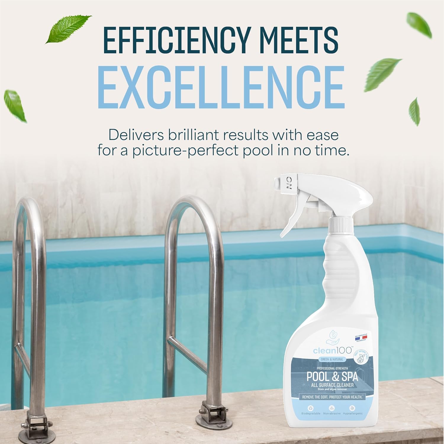 Clean100 Natural Pool Spa Cleaner Spray 254 Fl Oz