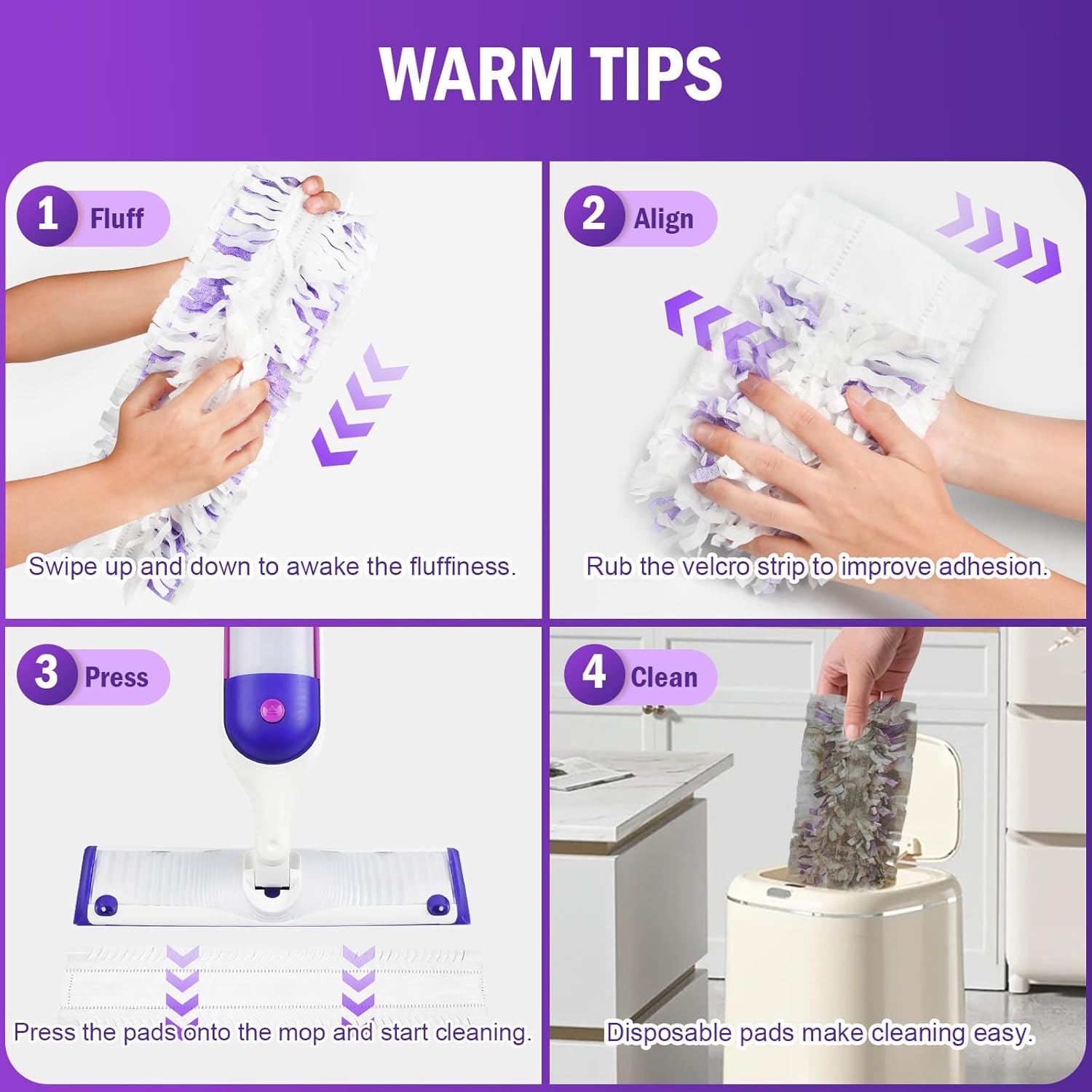 DrFlito 24 Count Swiffer Power Mop Refills - Multi-Surface Clean Unscented