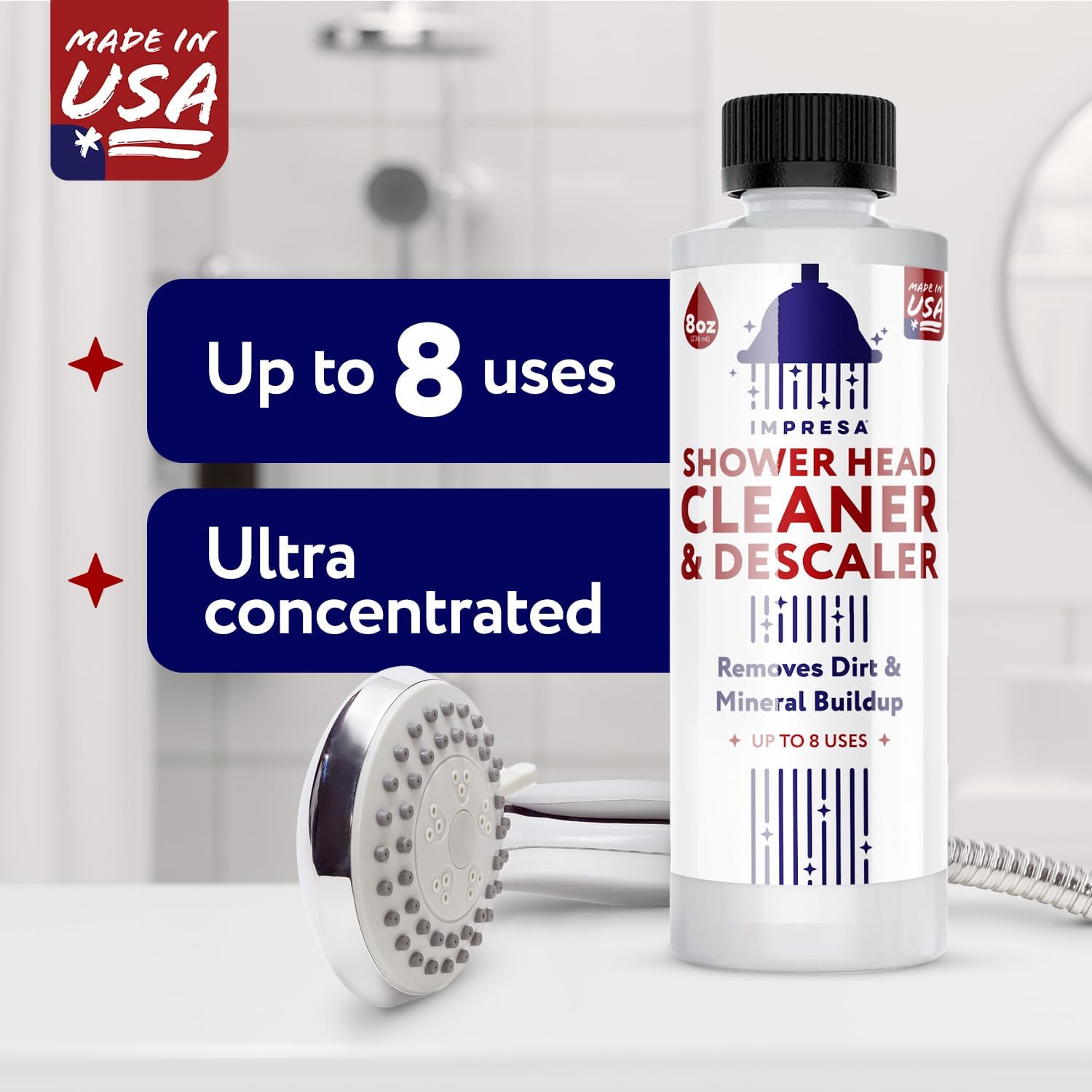 IMPRESA 8 oz Hard Water Cleaner - Limescale Remover for Shower Heads