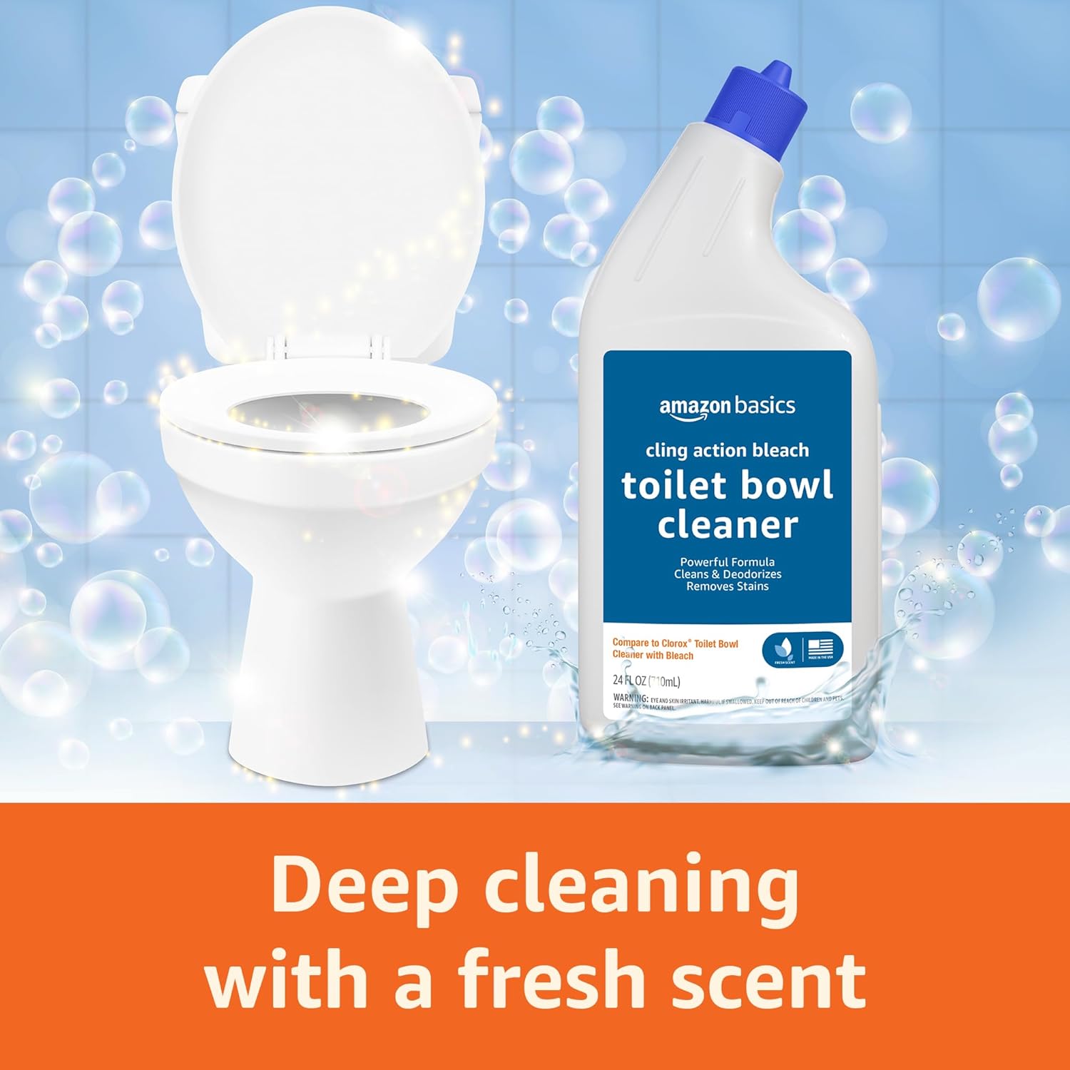 Amazon Basics Toilet Bowl Cleaner with Cling Action 24 Fl Oz