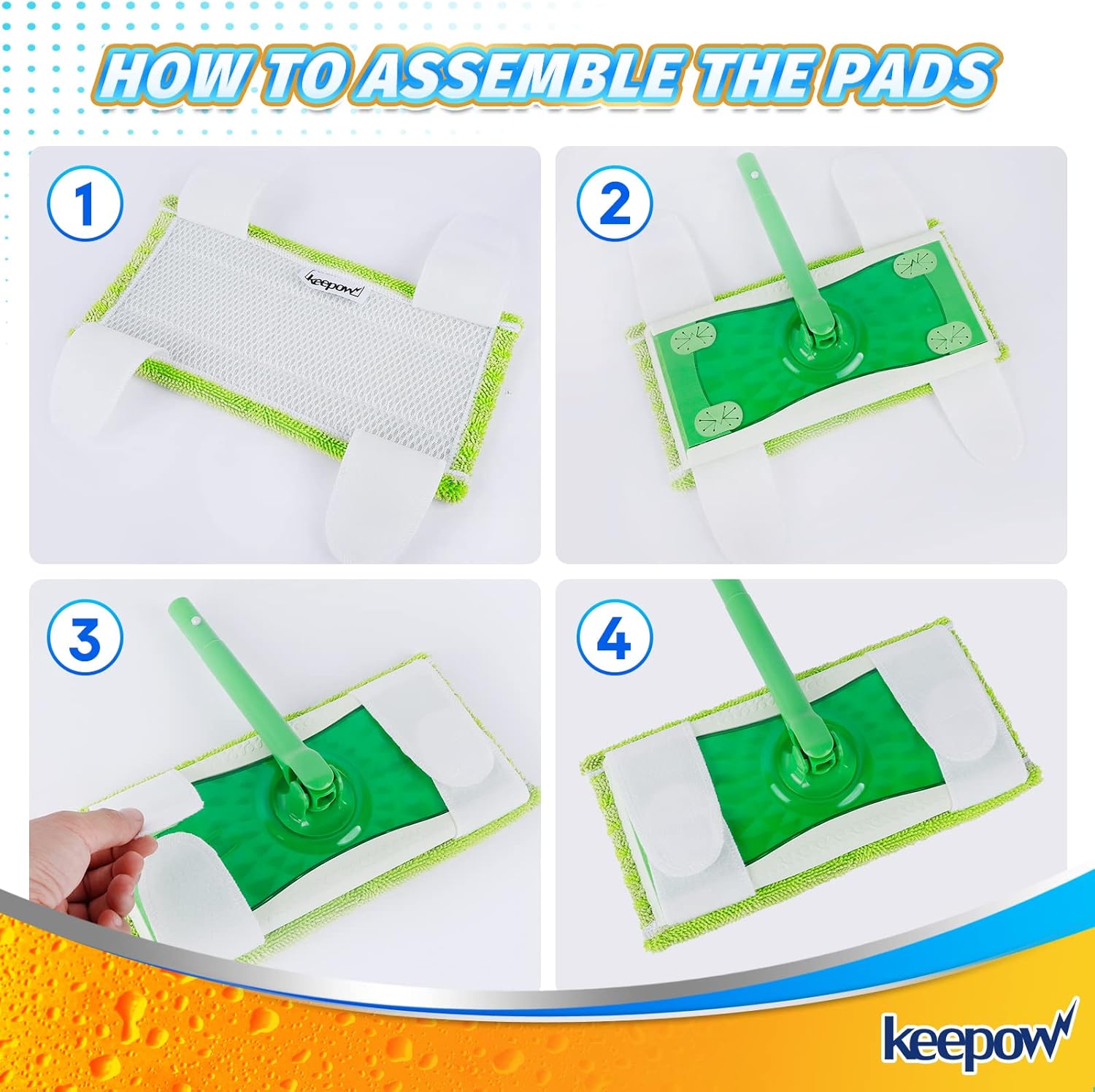 KEEPOW Reusable Mop Pads for Swiffer Sweeper Mop 6 Pack 1