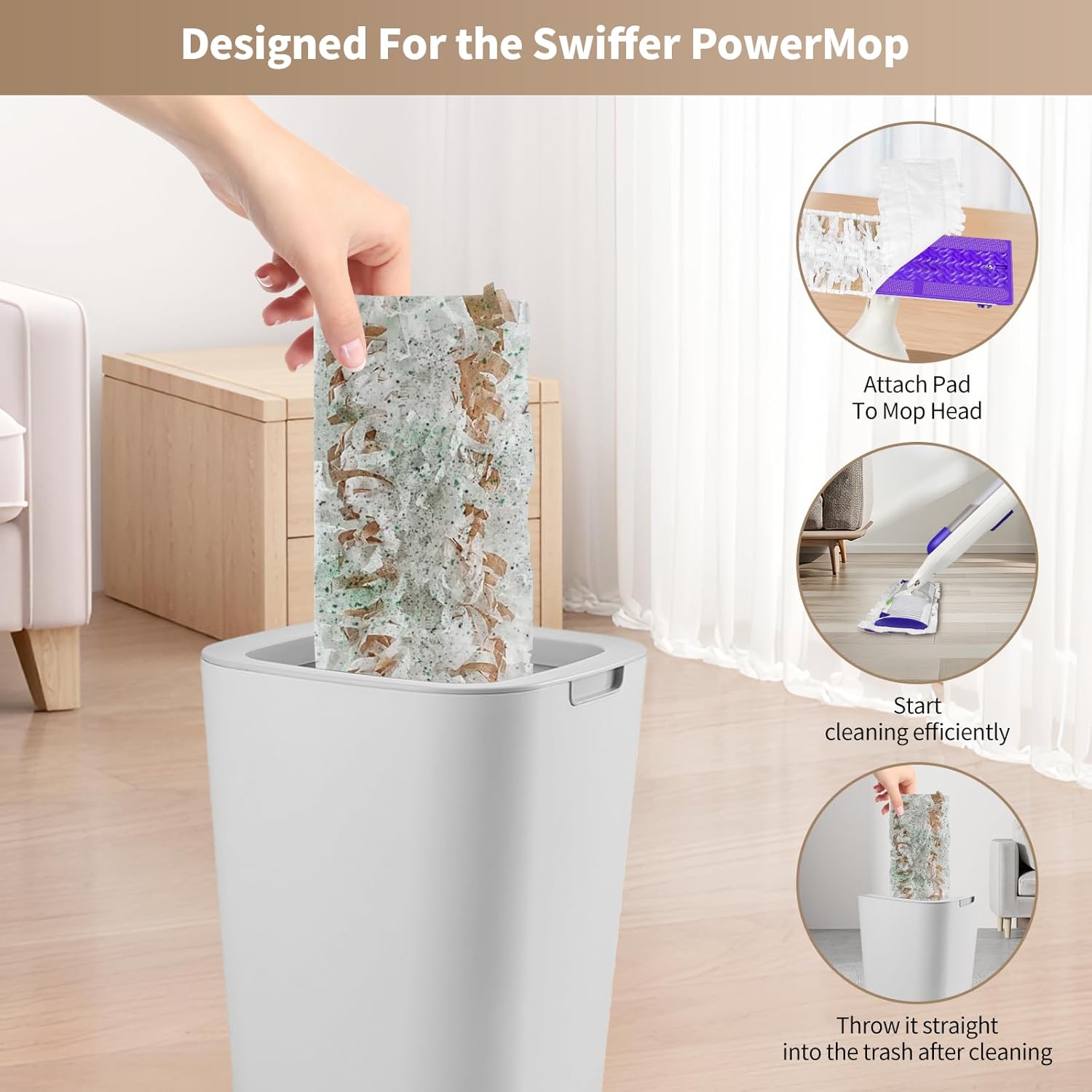 18 Pack Disposable Mopping Pads Refills for Swiffer PowerMop Wood Mops