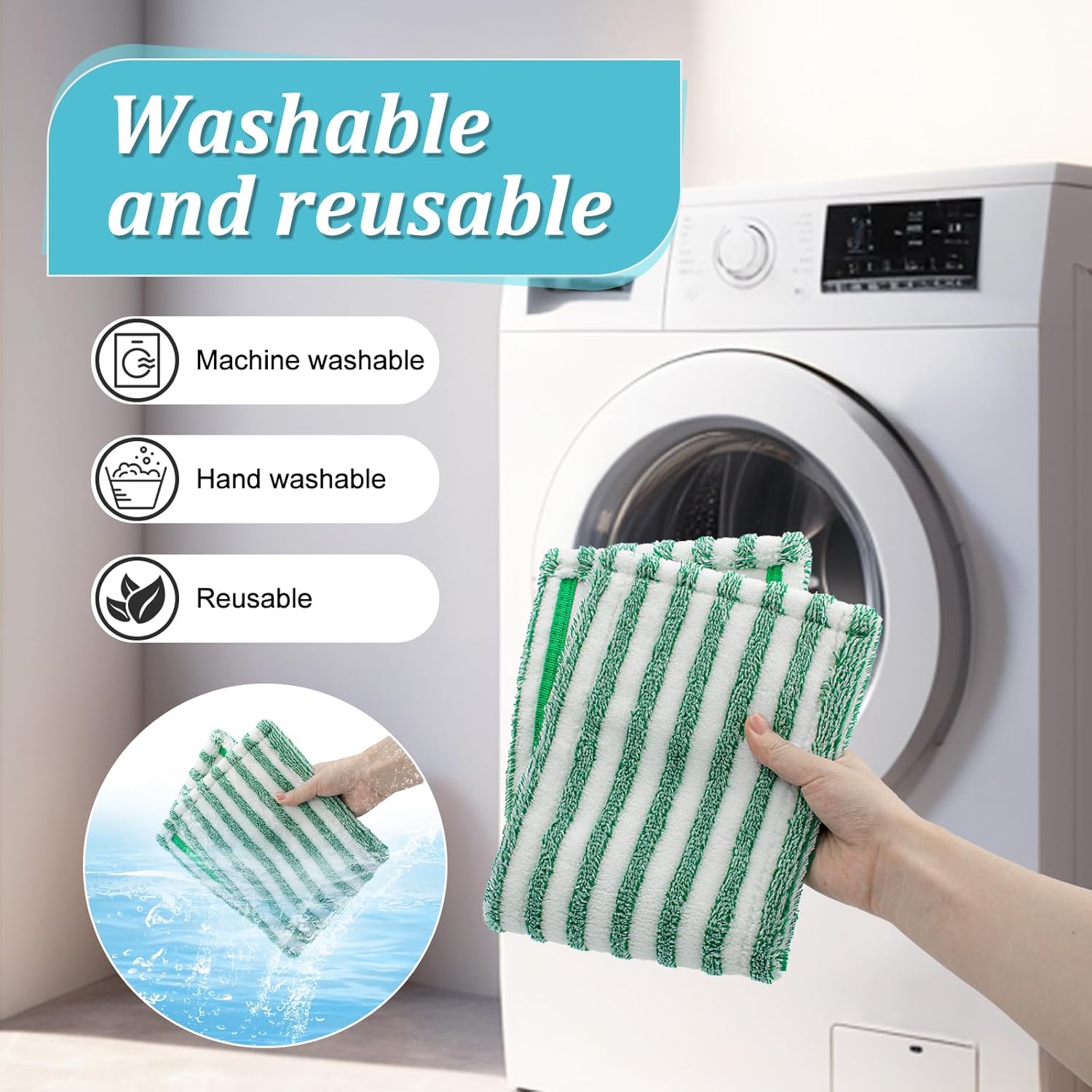 Aiyiried Microfiber Mop Pads 2 Pack Refills for Libman WetDry Mop