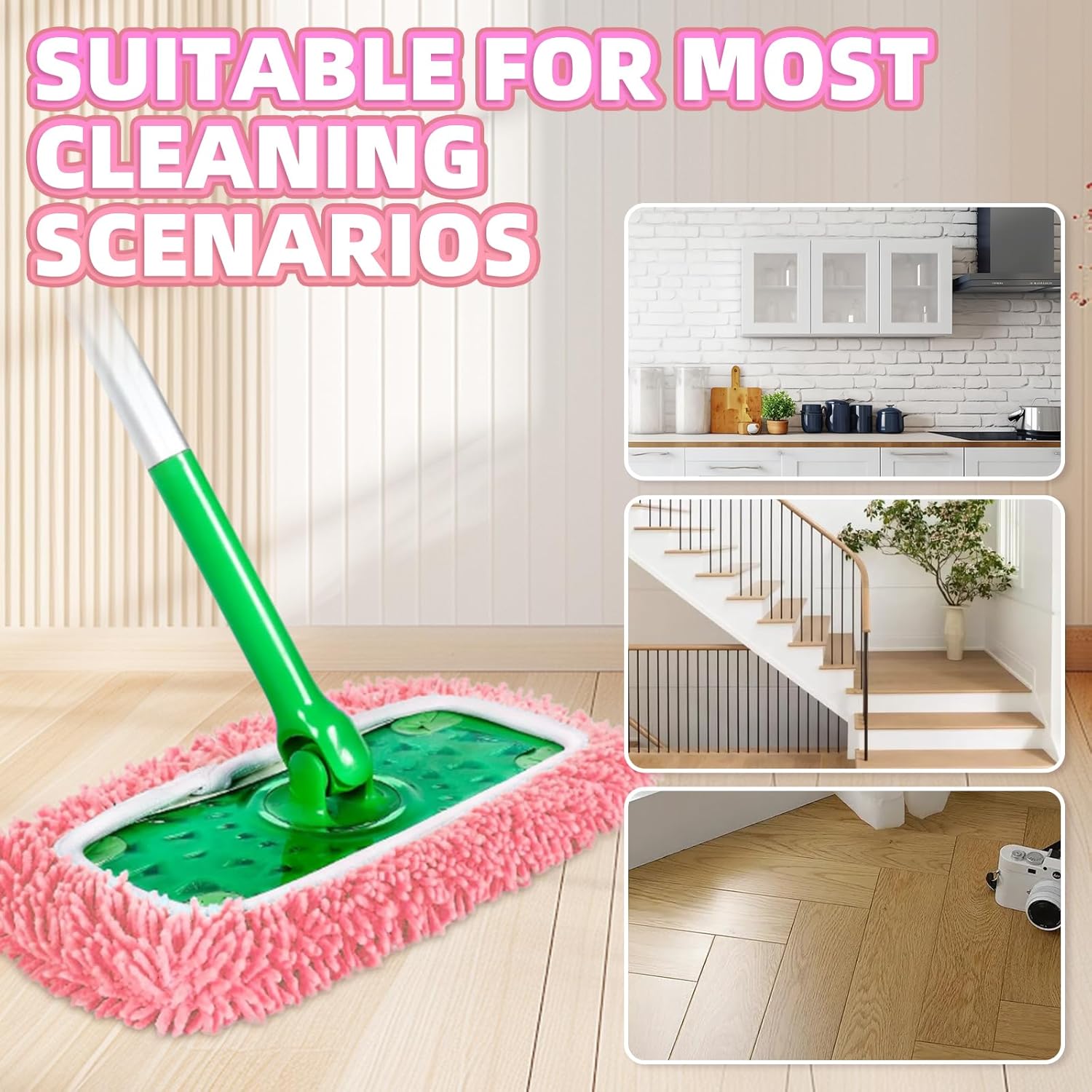 8 Pack Reusable Mop Pads for Swiffer Sweeper - Pink