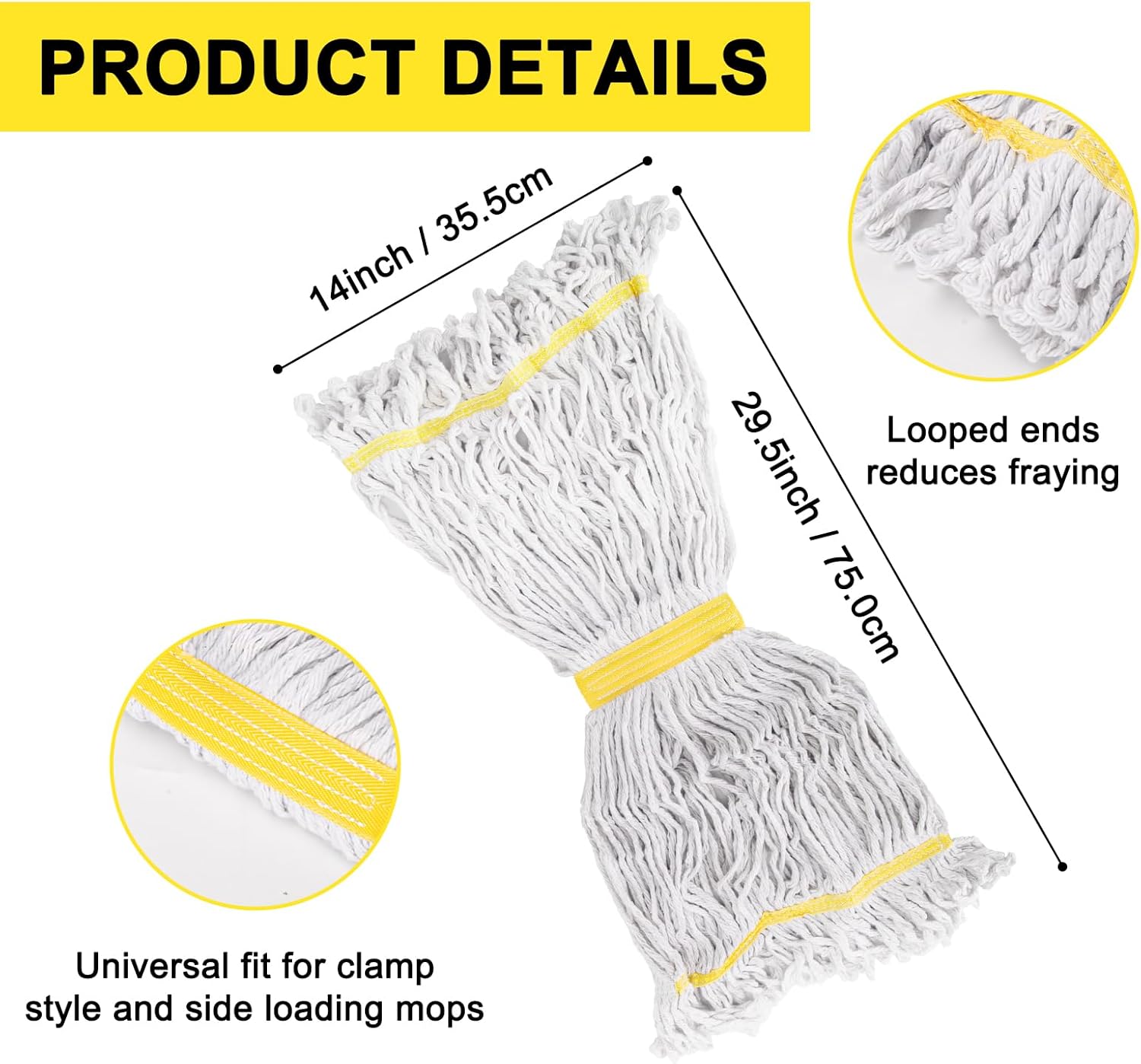 KeFanta 3 Pack Heavy Duty Cotton Mop Head Refill