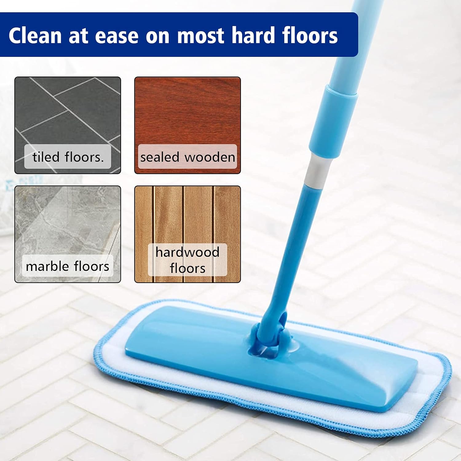 Pokin Washable Microfiber Mop Head Replacement 6Pack - Blue