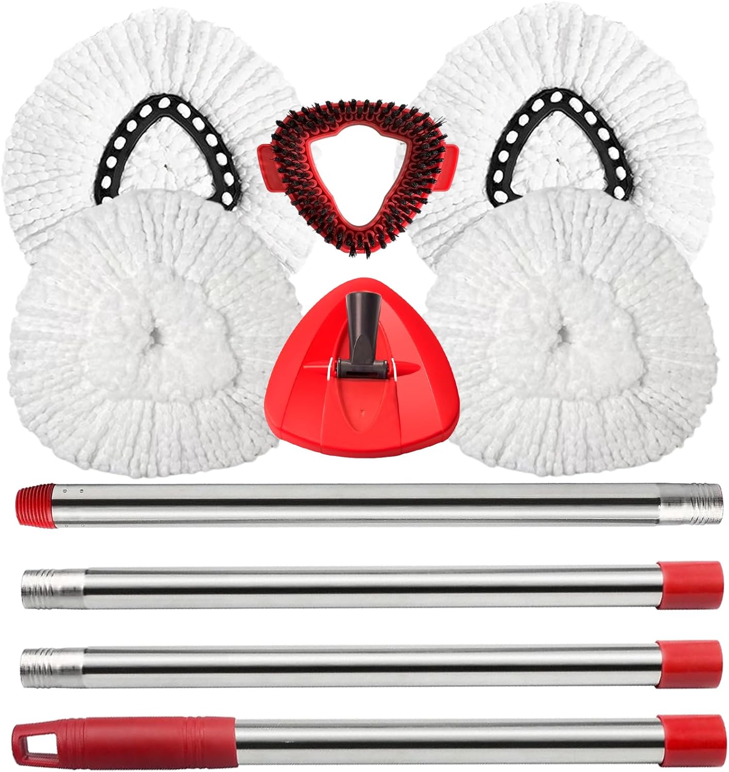 Fazlynyi Spin Mop Refill Head Set with Scrub Brush and Handles