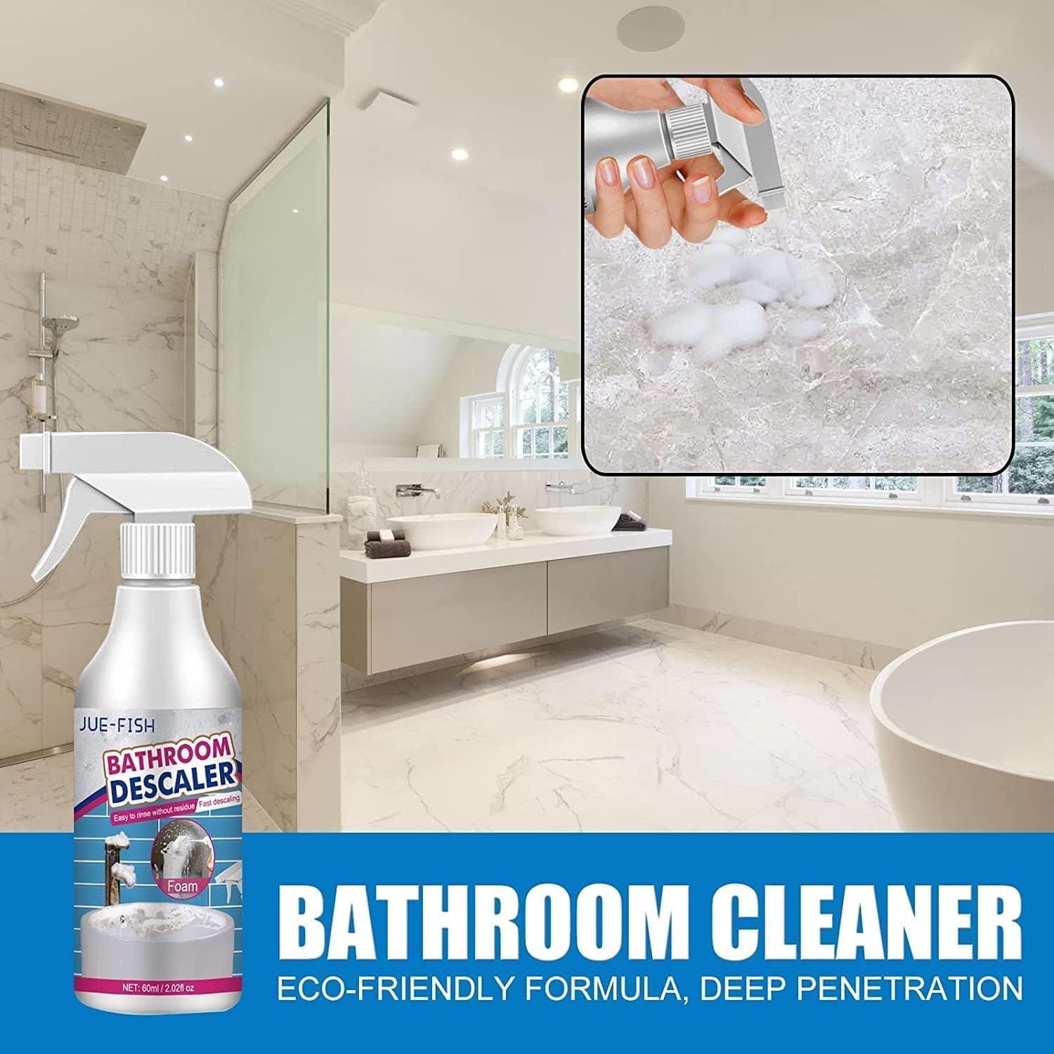 KCRPM 2pc Bathroom Descaler Cleaner with Foam Formula