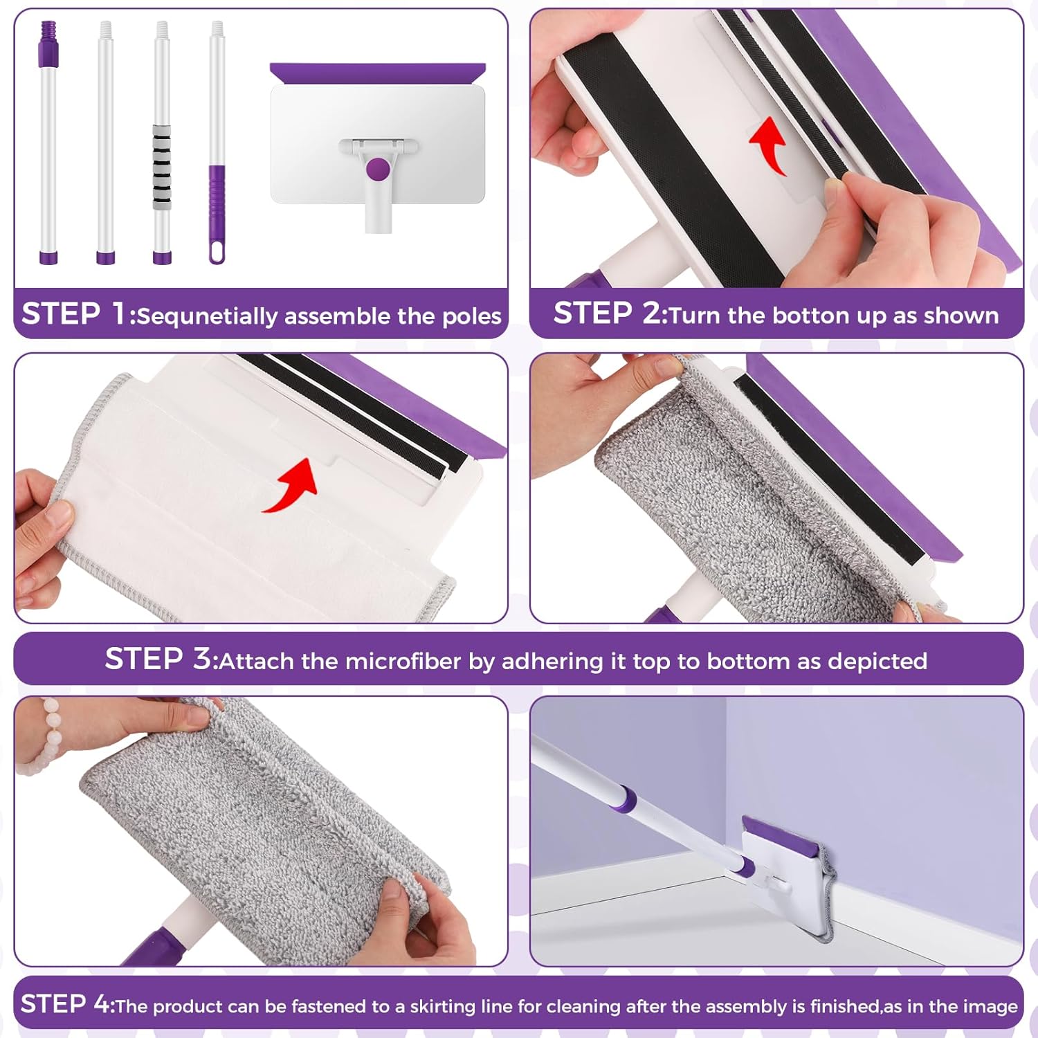 4 Replacement Mop Pads for Wlich Baseboard Cleaner 1