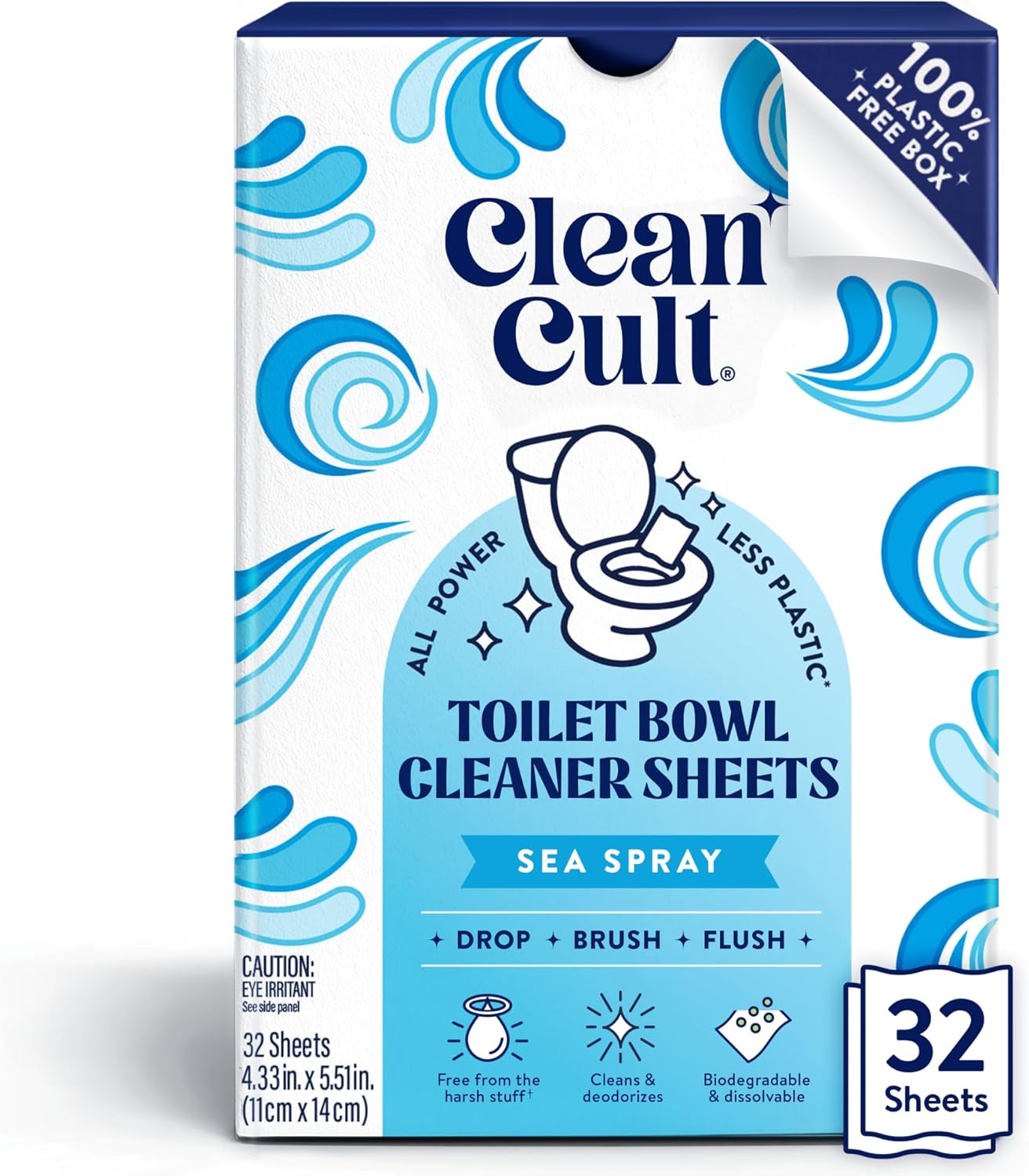 Cleancult Toilet Bowl Cleaner Sheets - 32 Uses Septic Safe Plastic-Free 1