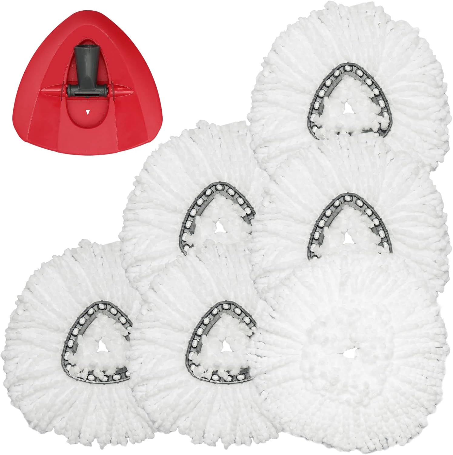 Qulable Spin Mop Refill Head 6 Pack with Base