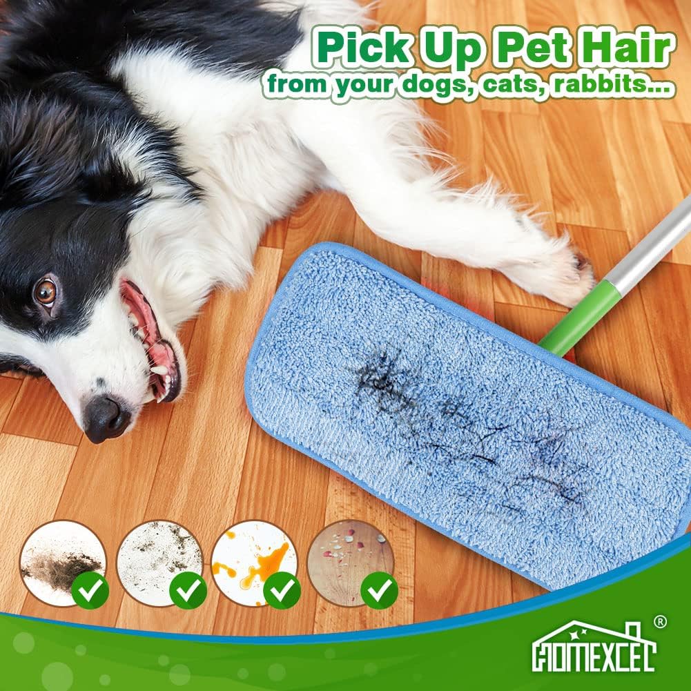 HOMEXCEL Microfiber Mop Pads - Swiffer Compatible 4 Pack Reusable Machine Washable