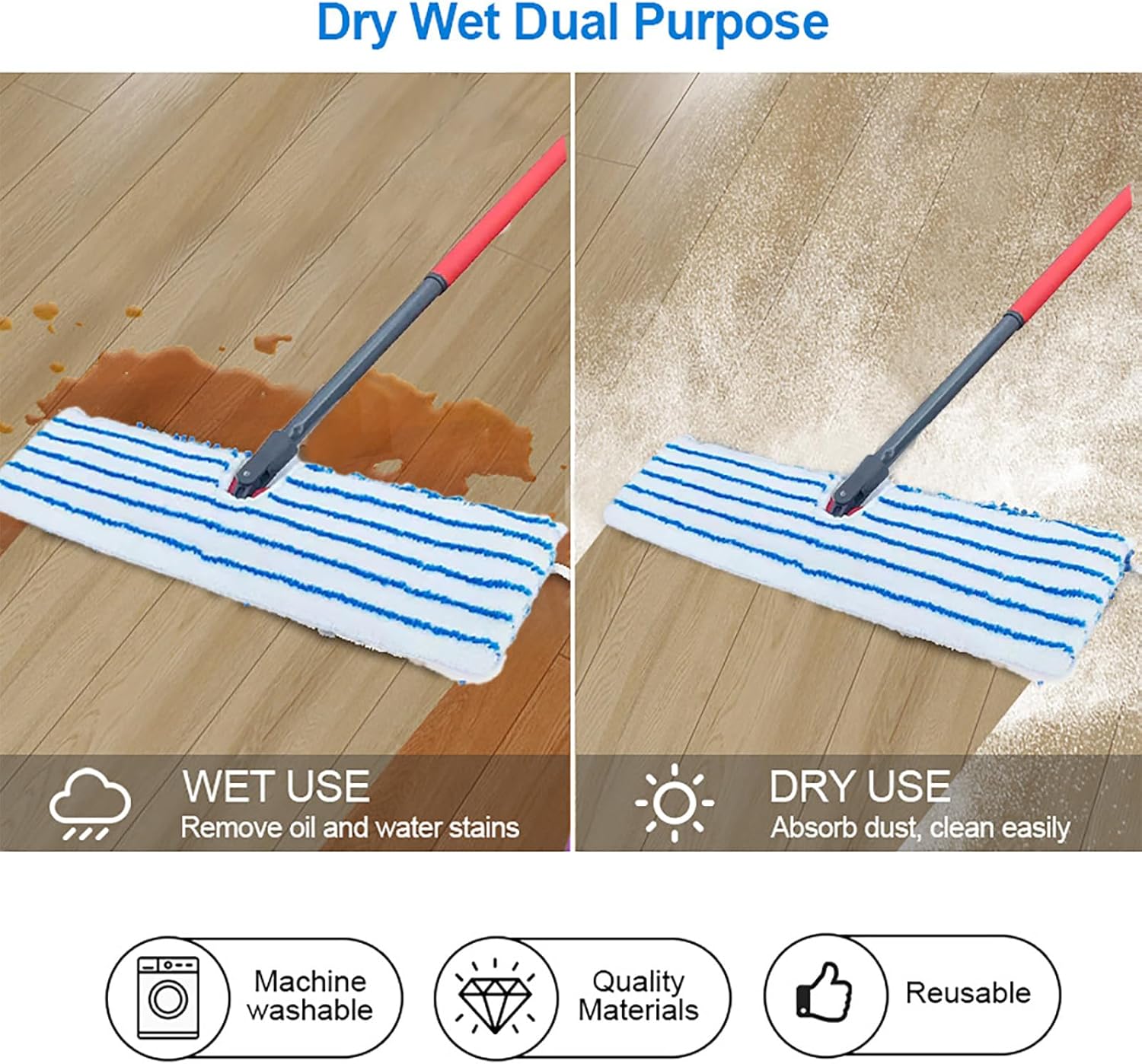 2 Pack Microfiber Mop Heads for O-Cedar DryWet Use