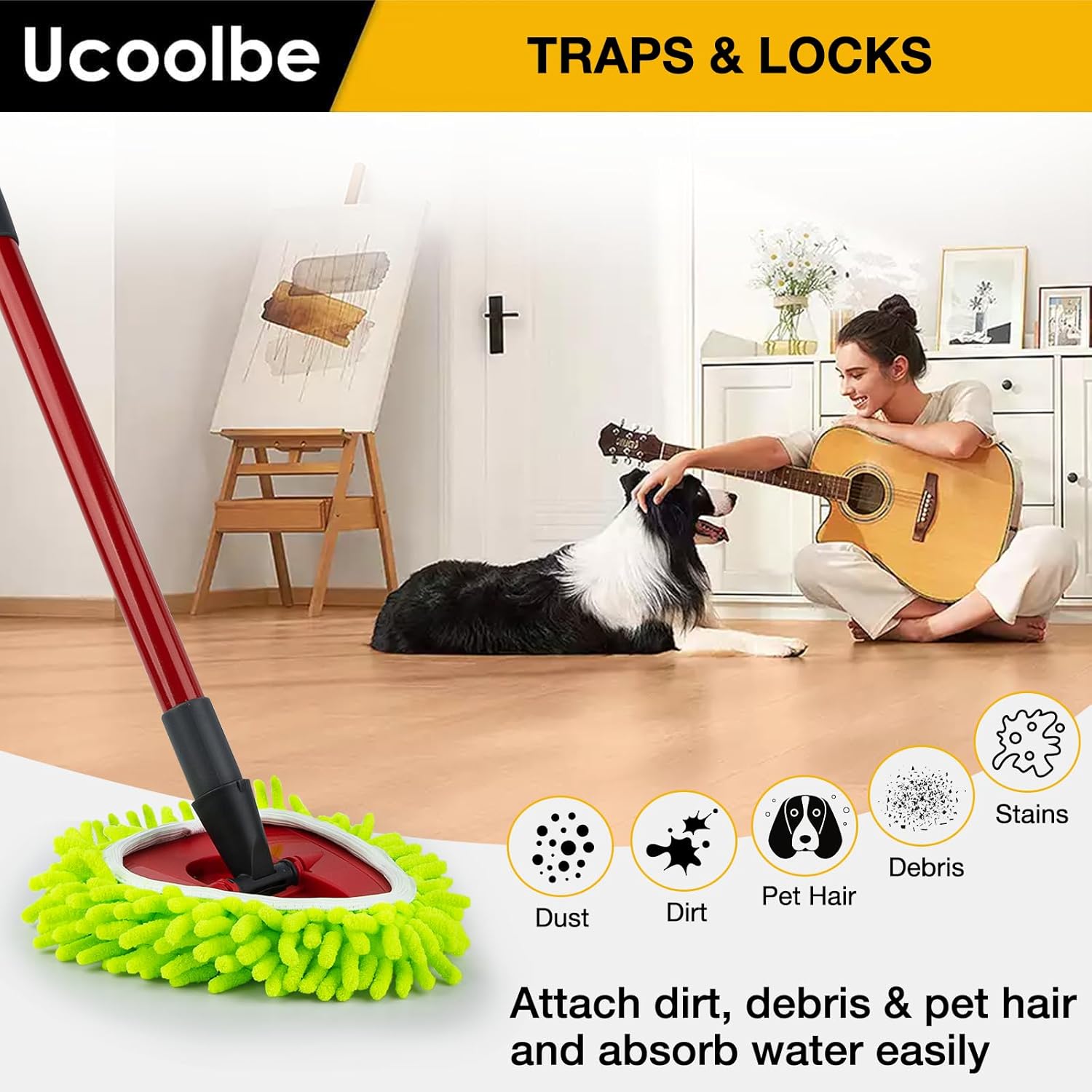 Ucoolbe Chenille Mop Head Refill 3 Pack for O Cedar EasyWring