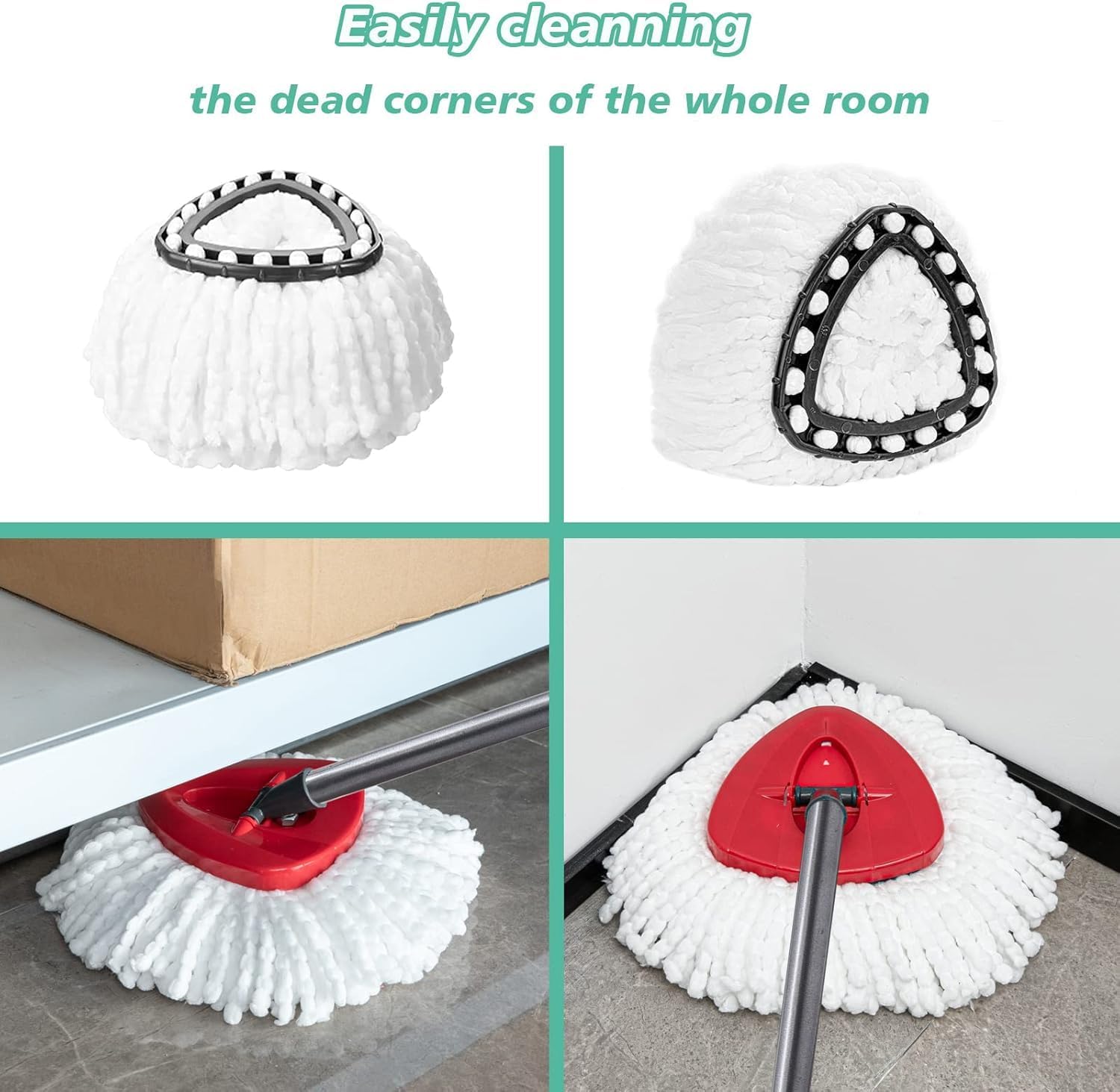 16 PCS Spin Mop Replacement Heads 100 Microfiber with Cedar Handle