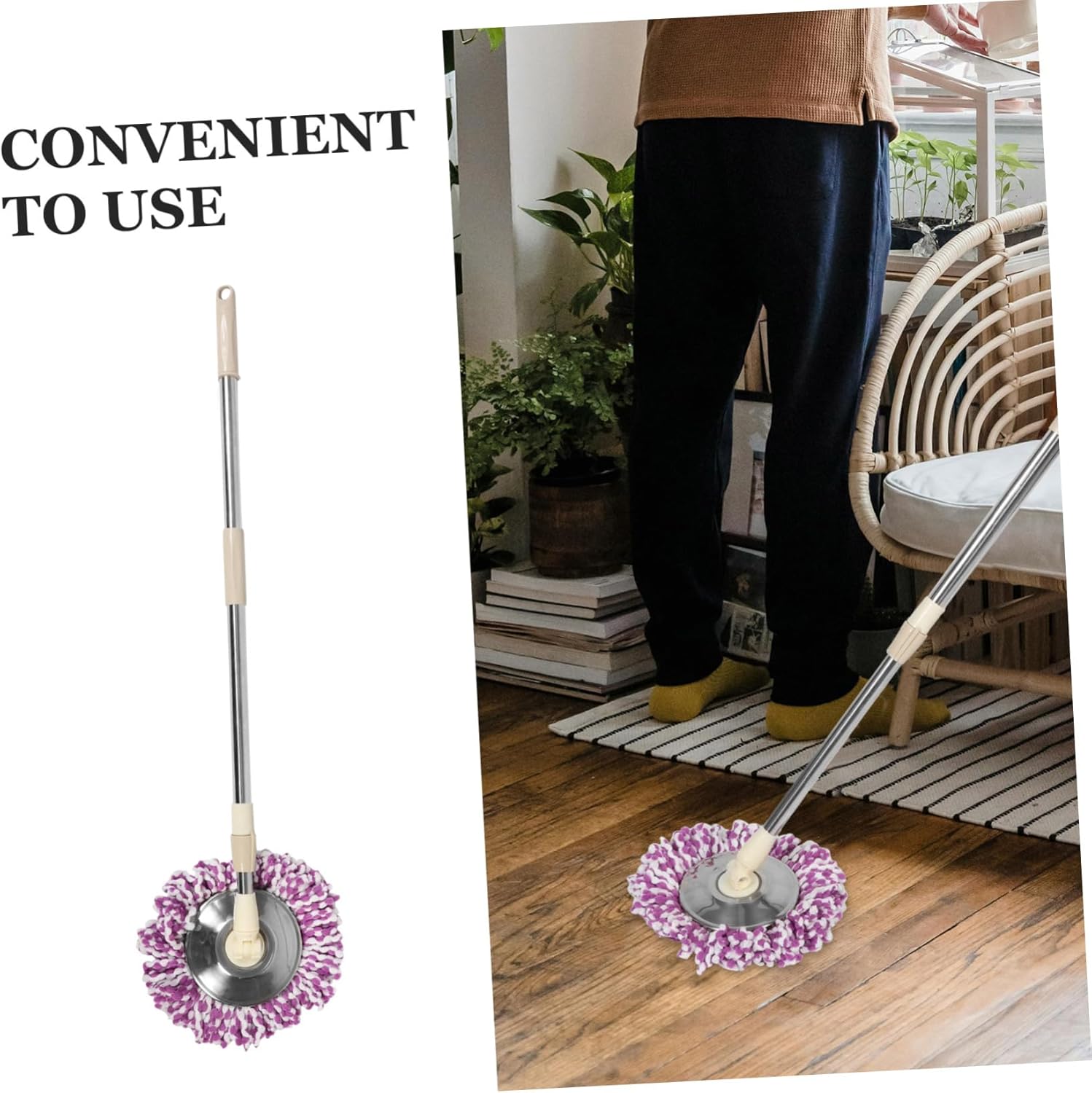 CALLARON 1set Detachable Rotating Mop Handle Set