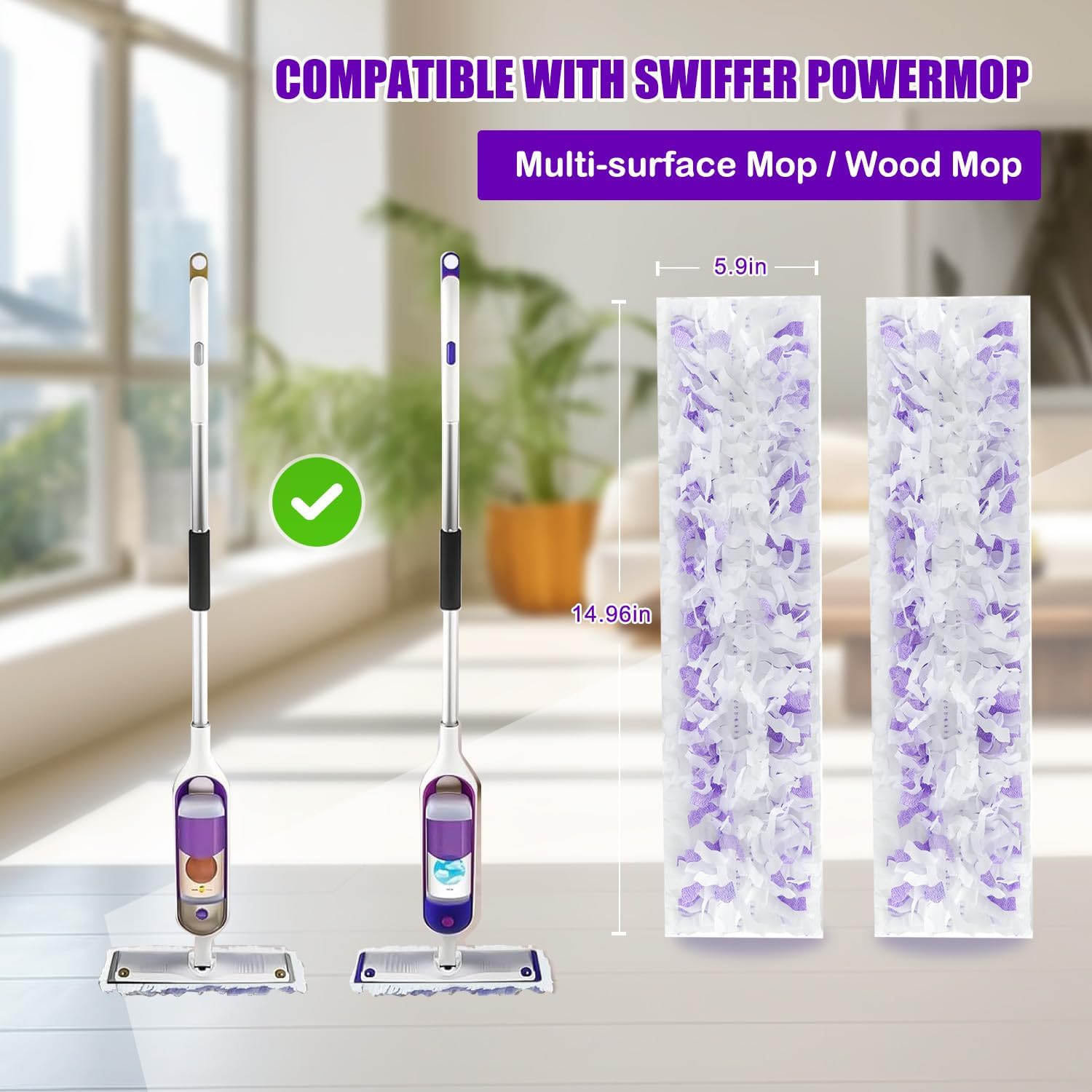 Power Mop Pads Refills - 18 Count Multi-Surface Compatible