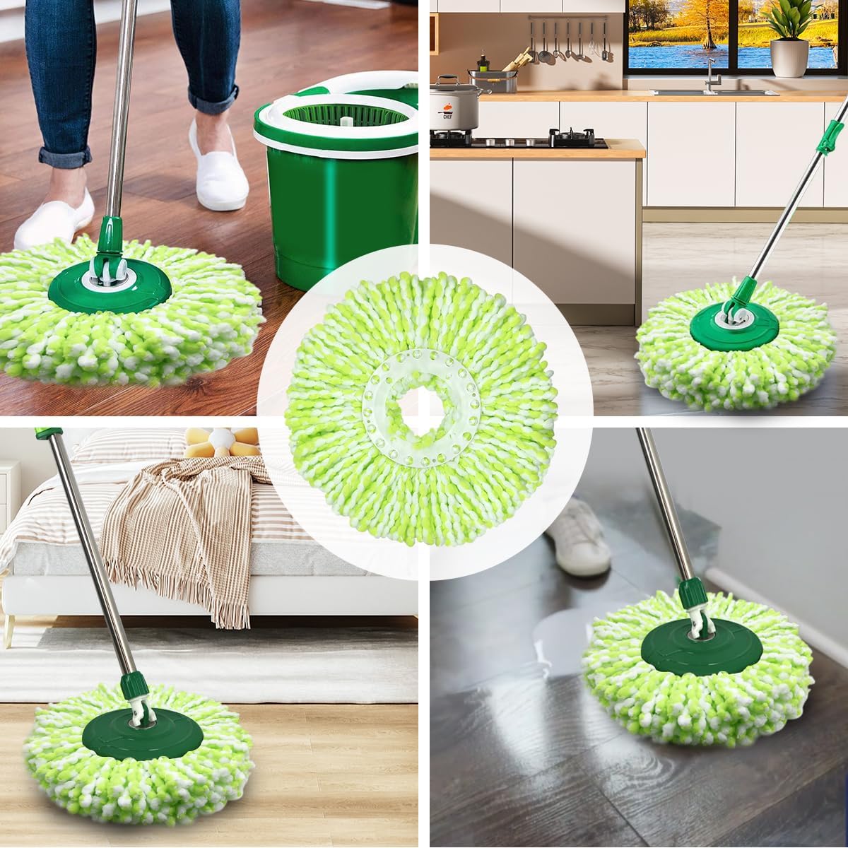3 Pack Microfiber Mop Head Replacements for Libman Spin Mop
