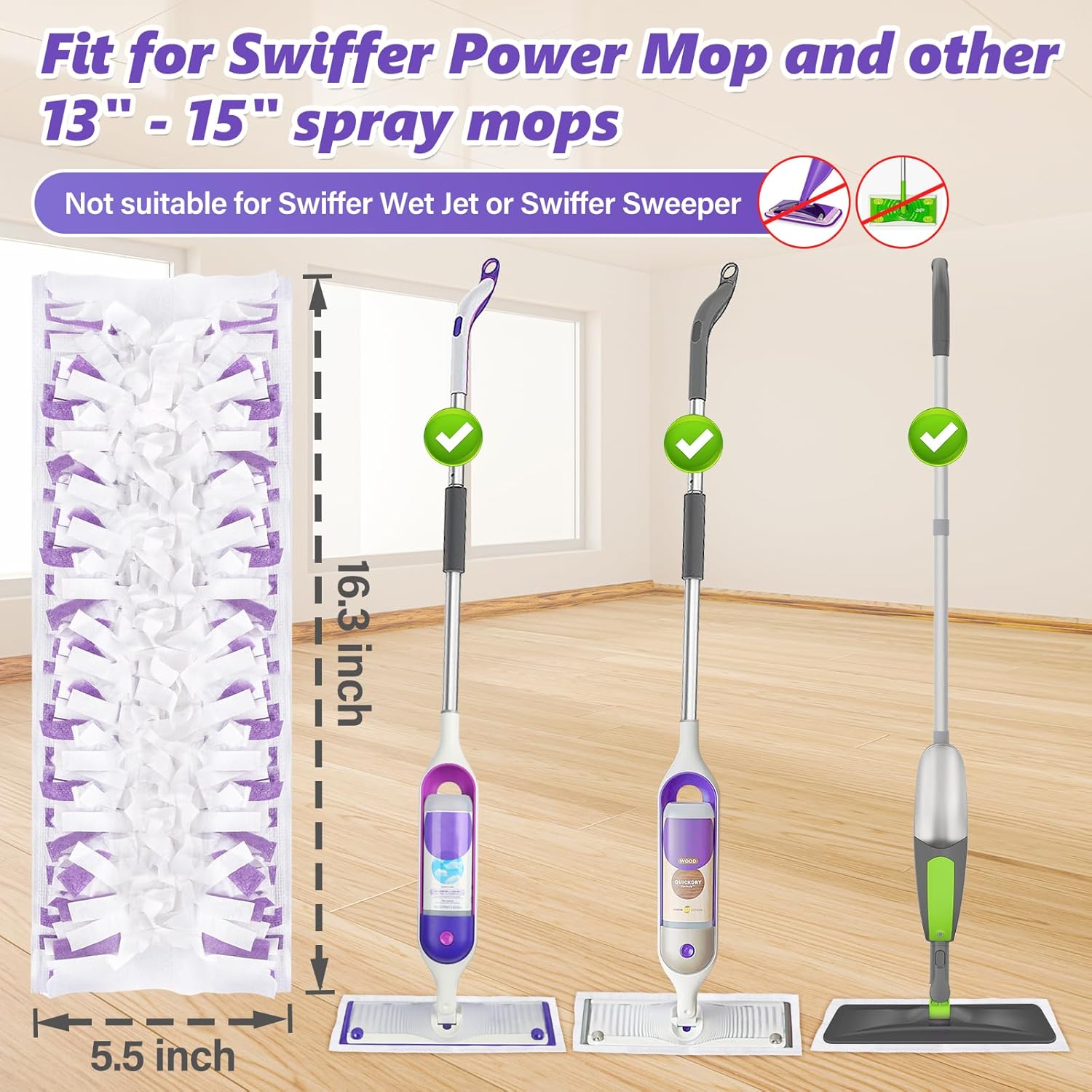 EHADOO 9 Pcs Disposable Mop Pads for Swiffer Powermop