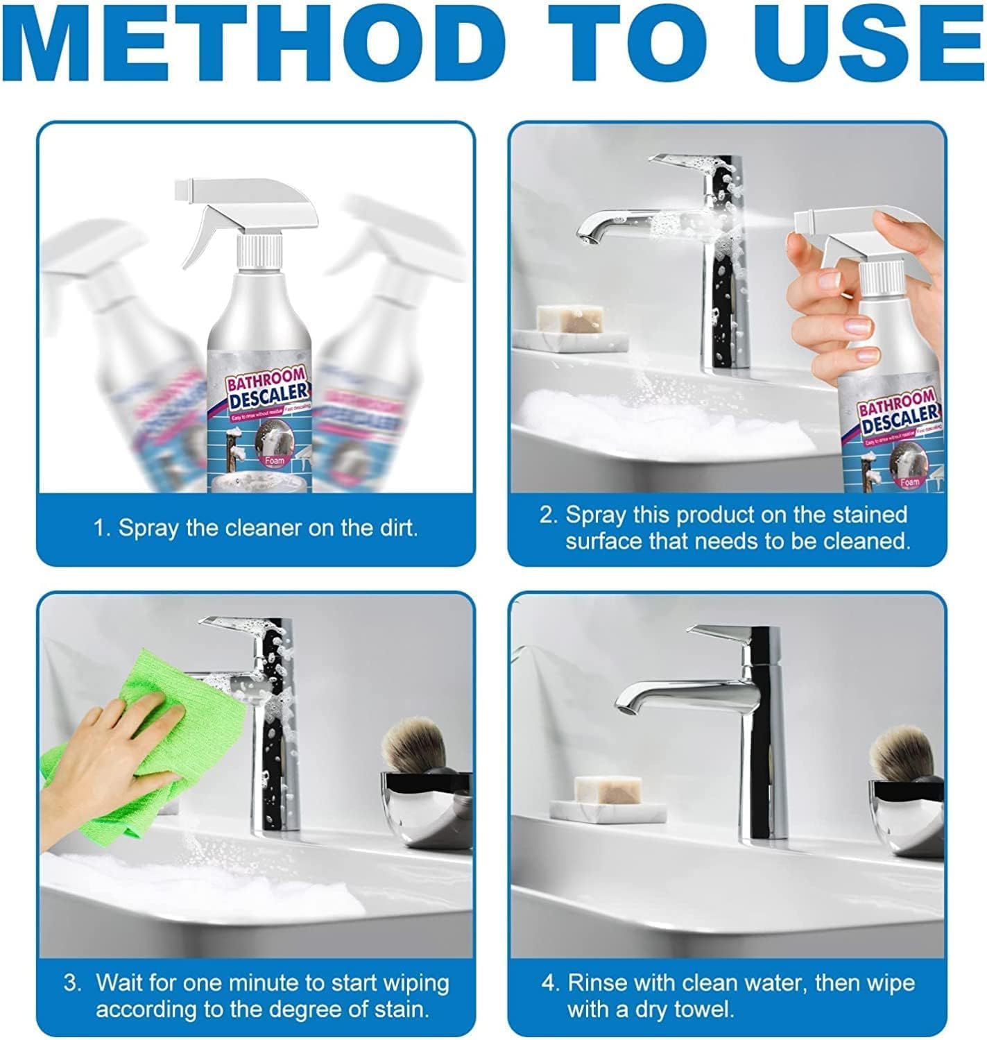KCRPM 2pc Bathroom Descaler Cleaner with Foam Formula