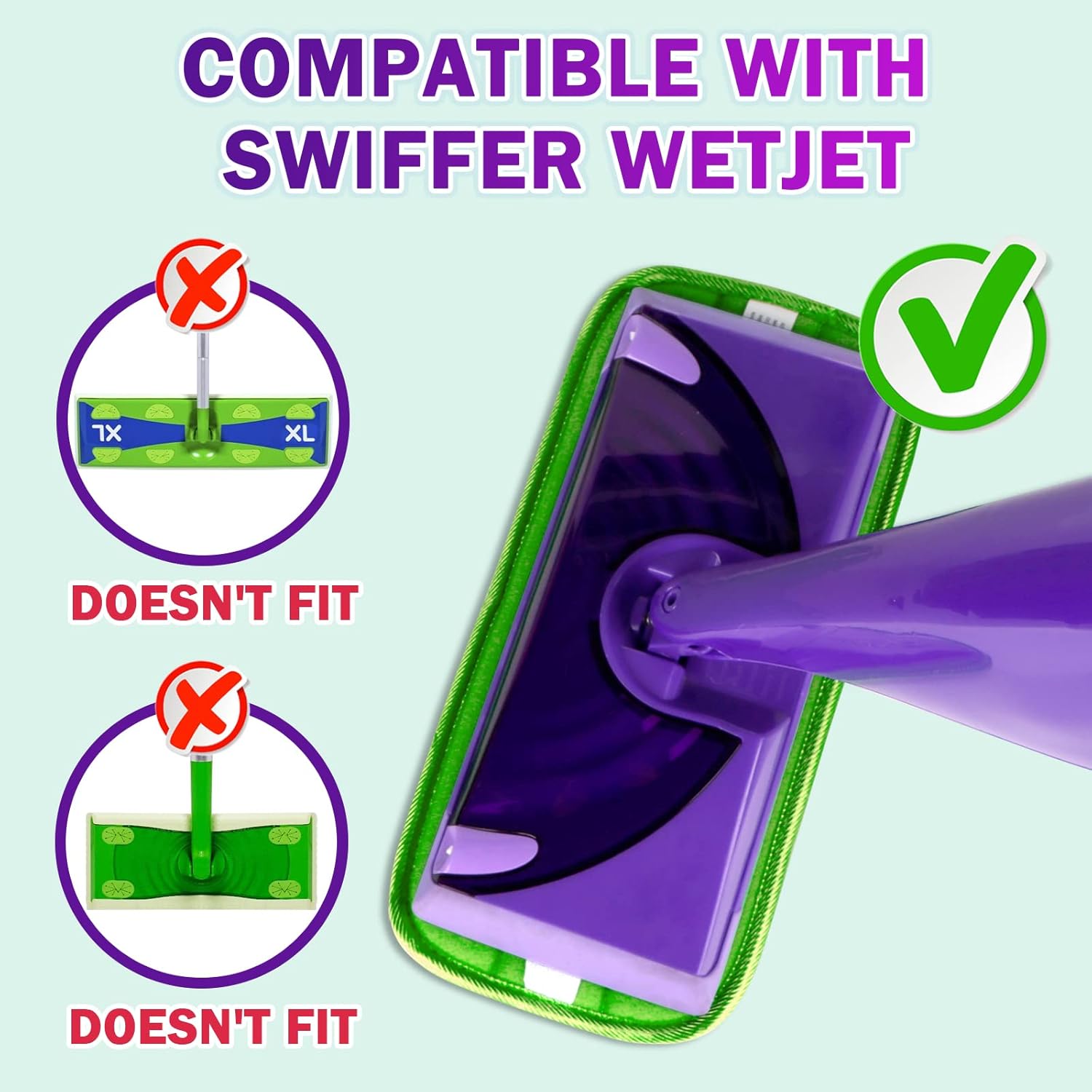 Orighty Reusable Mop Pads - 116x55 Inch Machine Washable Compatible with Swiffer WetJet