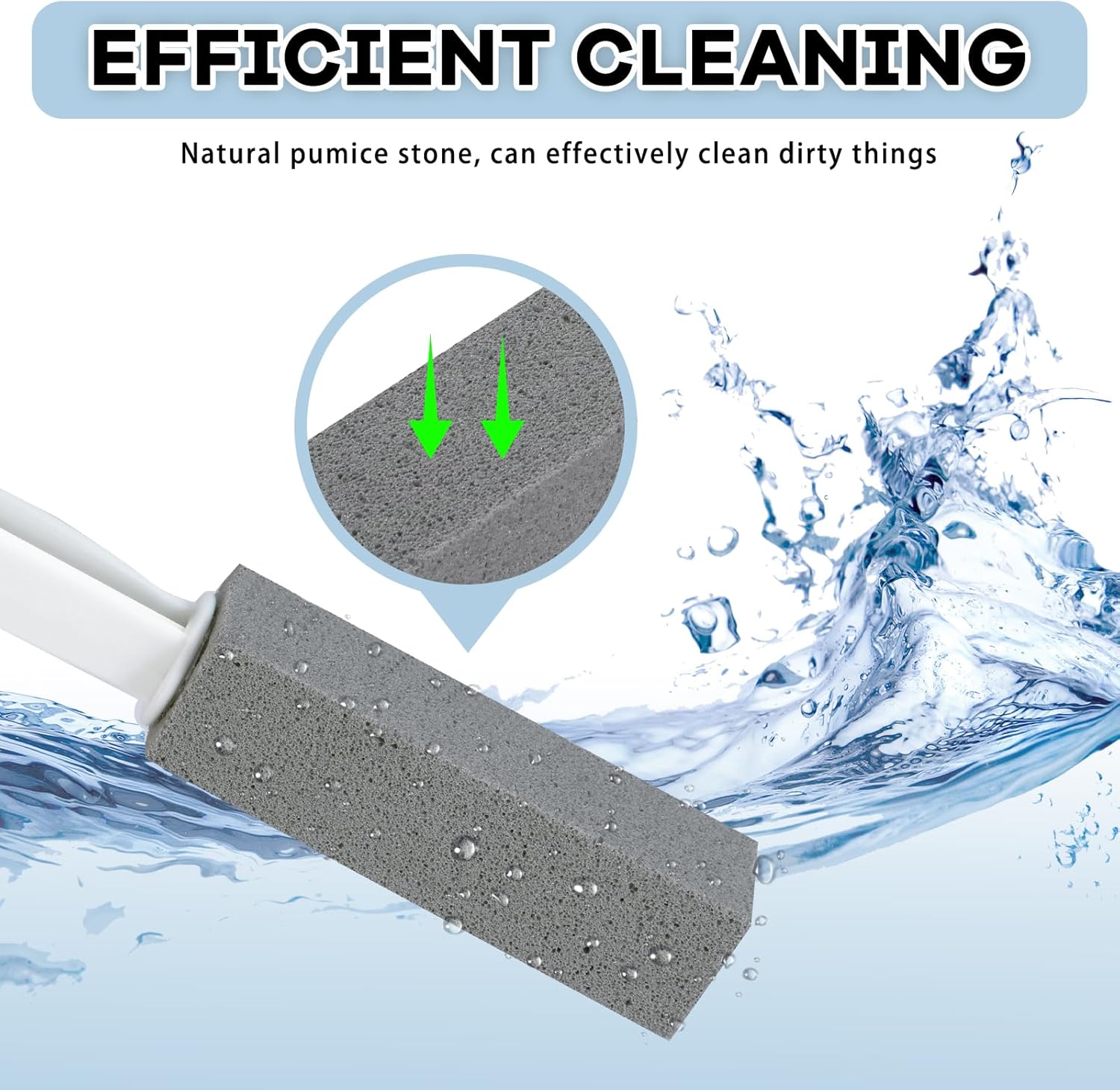 2 Packs Pumice Stones with Long Handles for Toilet and More