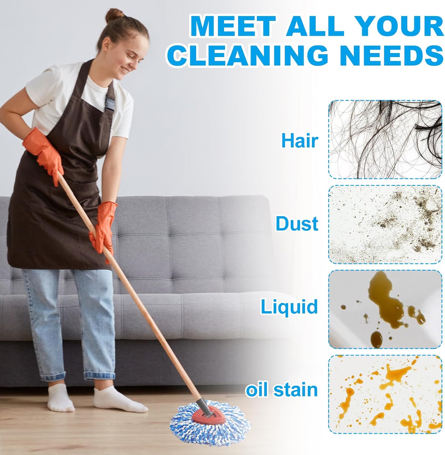 10 Pack Jobvert Mop Heads for O-Cedar RinseClean 2-Tank System