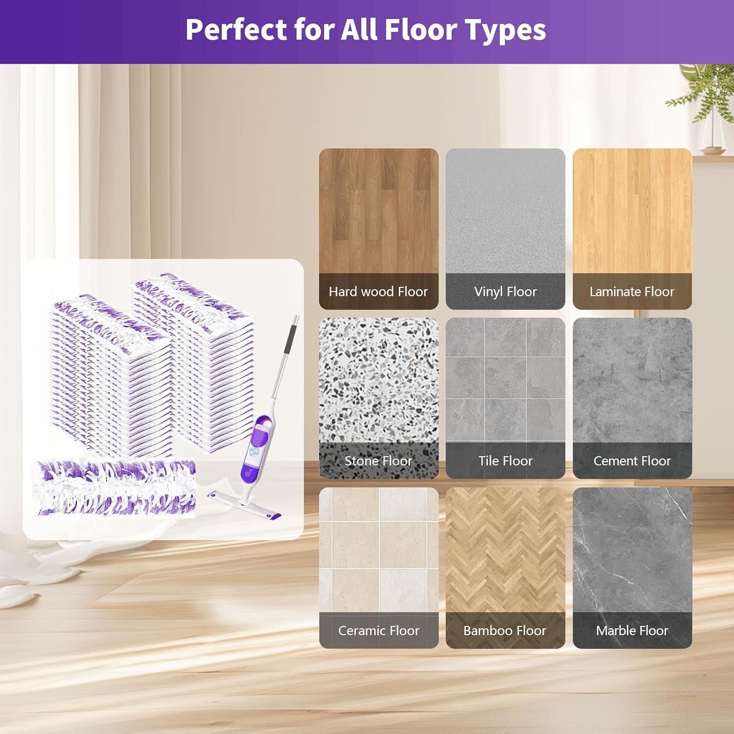 40 Pack Disposable Mopping Pads for Swiffer PowerMop Multi-Surface Wood Mops