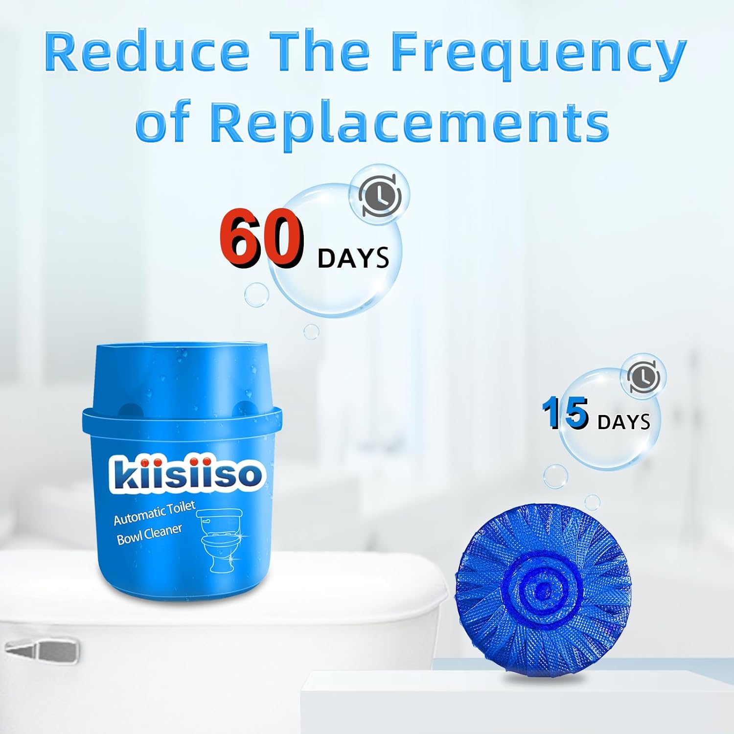 KIISIISO Toilet Cleaner Tablets in Bottle Blue