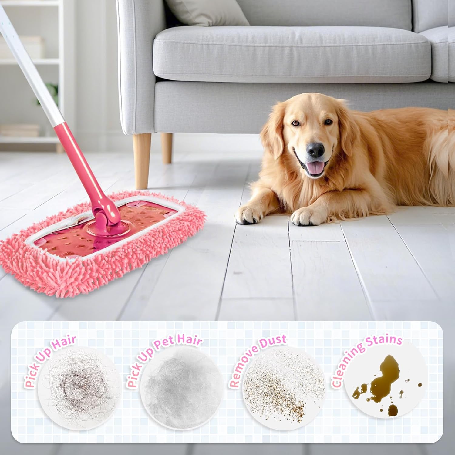 8 Pack Reusable Mop Pads for Swiffer Sweeper - Pink