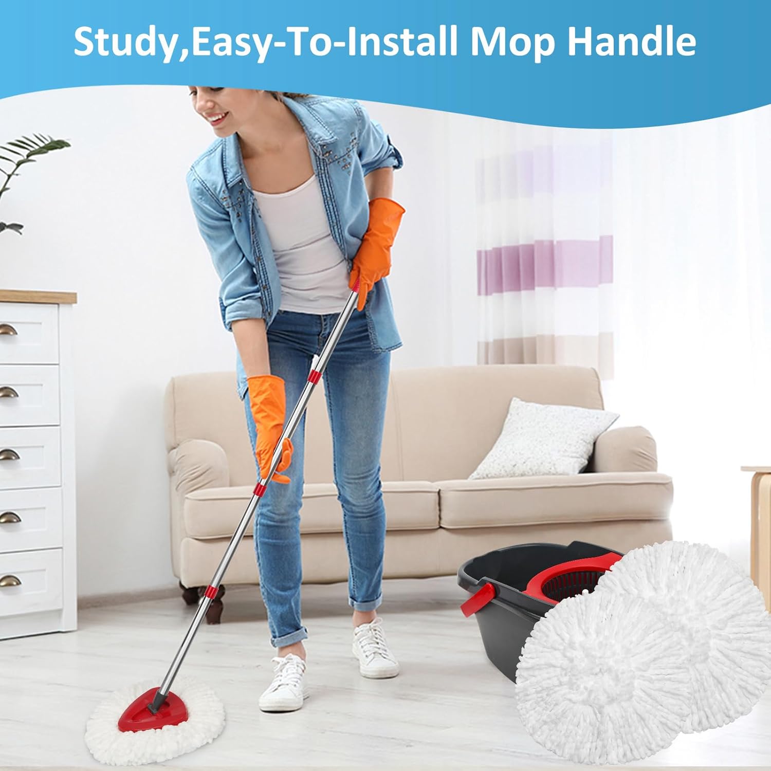 12 Pack Spin Mop Heads with 2 Bases for Oceda EasyWring System
