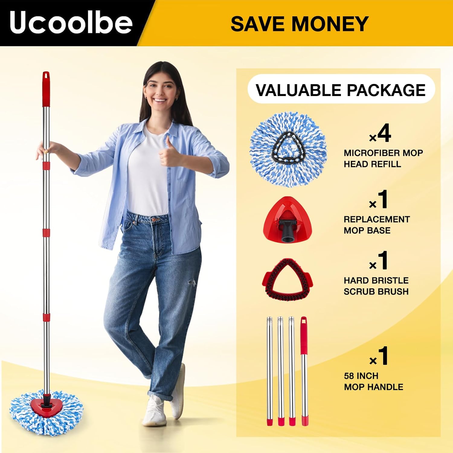 Ucoolbe Spin Mop Replacement Set for O Cedar RinseClean 2 Tanks