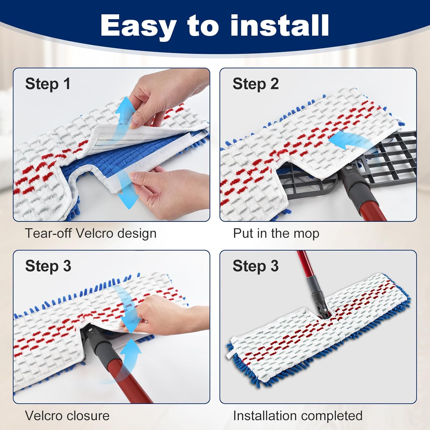 4 Pack Mop Refills for O-Cedar 3-Action Flip Mop