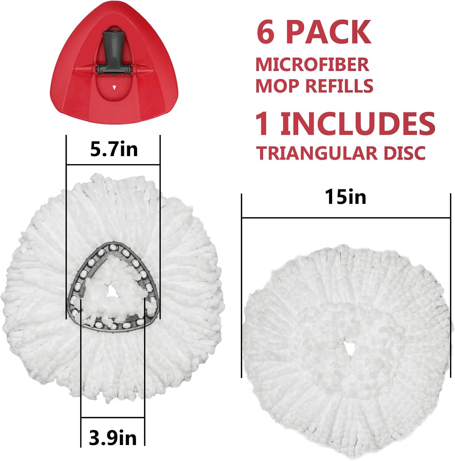 Qulable Spin Mop Refill Head 6 Pack with Base