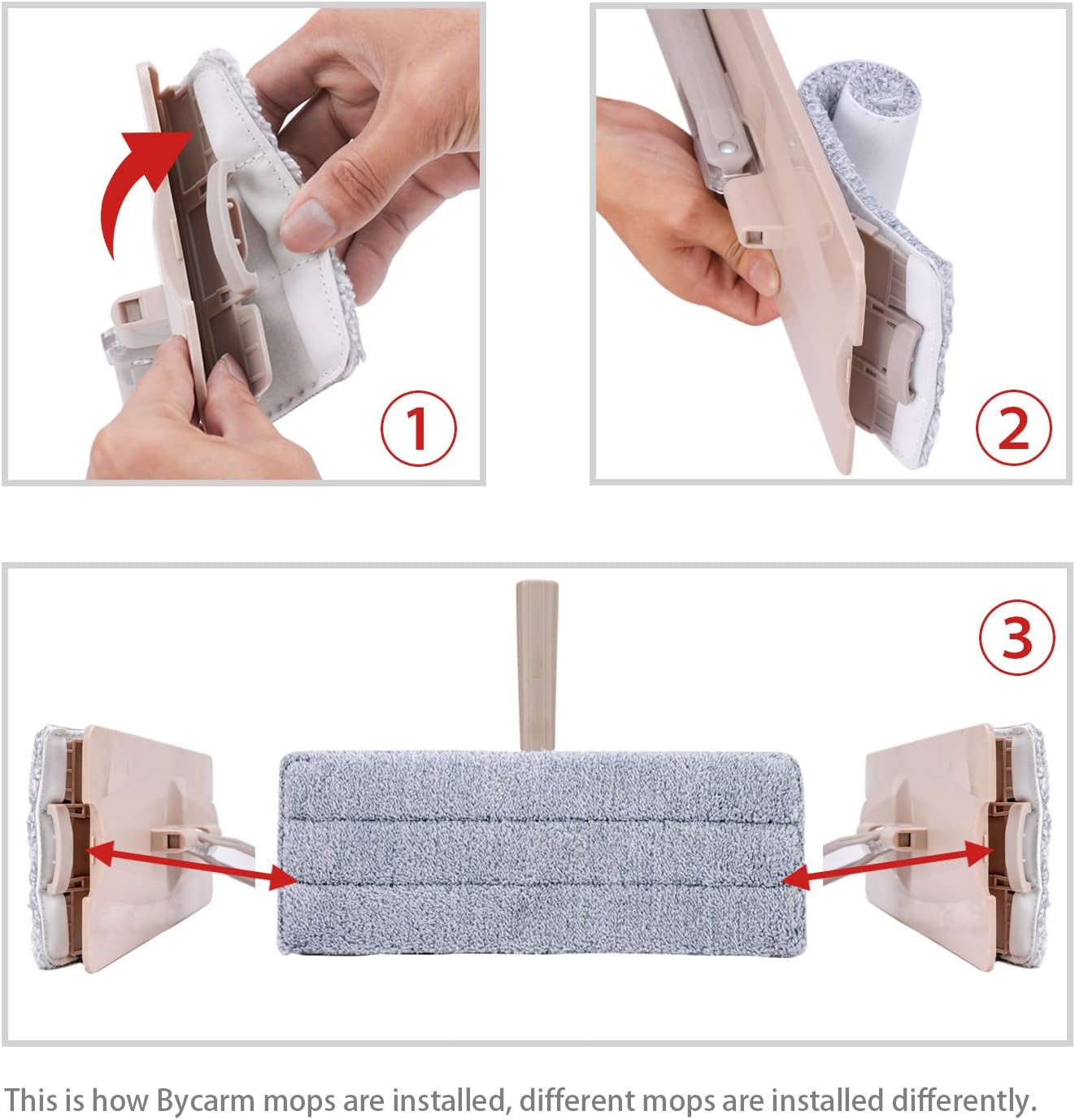 Bycarm 6 Pack Microfiber Mop Pads for 13 Inch Flat Mop