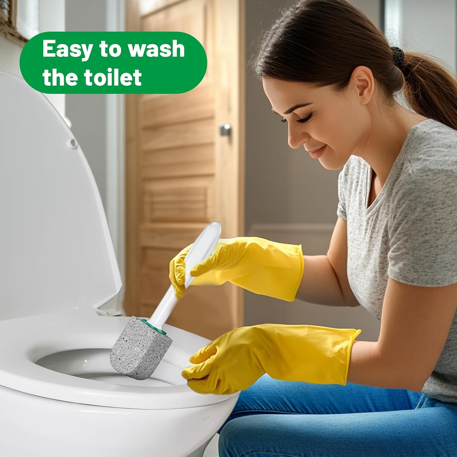 Enjunway Pumice Stone Toilet Cleaner with 30CM Handle - 5 Pack Refills
