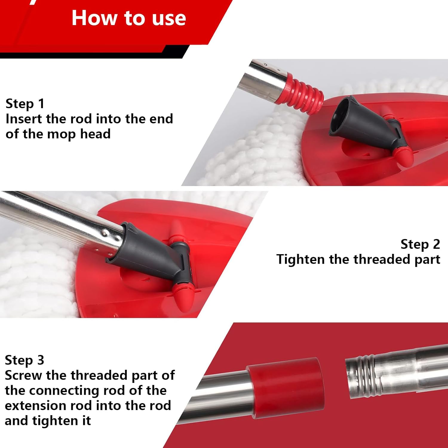 Cengxing 4-Section Mop Handle Replacement for O-Cedar Spin Mop