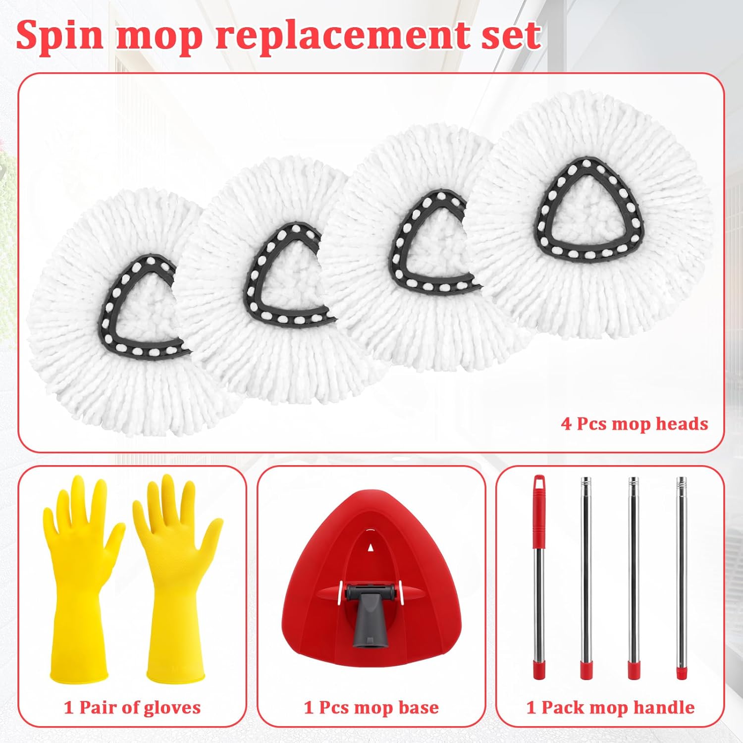 SIKEMAY O-Ceda 4 Pack Microfiber Mop Heads Replacement