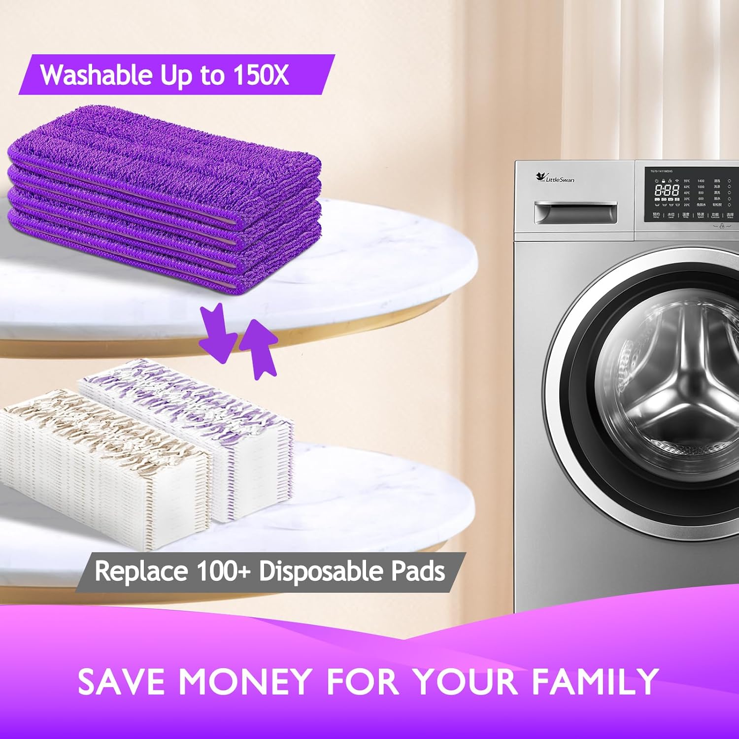 Yicotira Reusable Power Mop Refill Pads 5 Pack