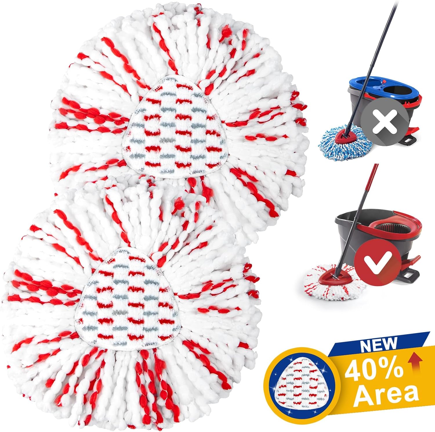 Ucoolbe Spin Mop Refill Heads 2 Pack 40 More Cleaning Power