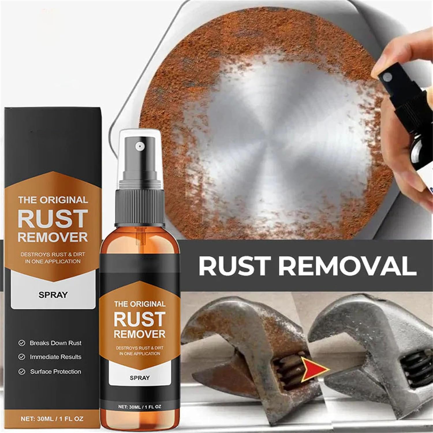 Fast-Acting Rust Remover Spray with Sponge and Towel