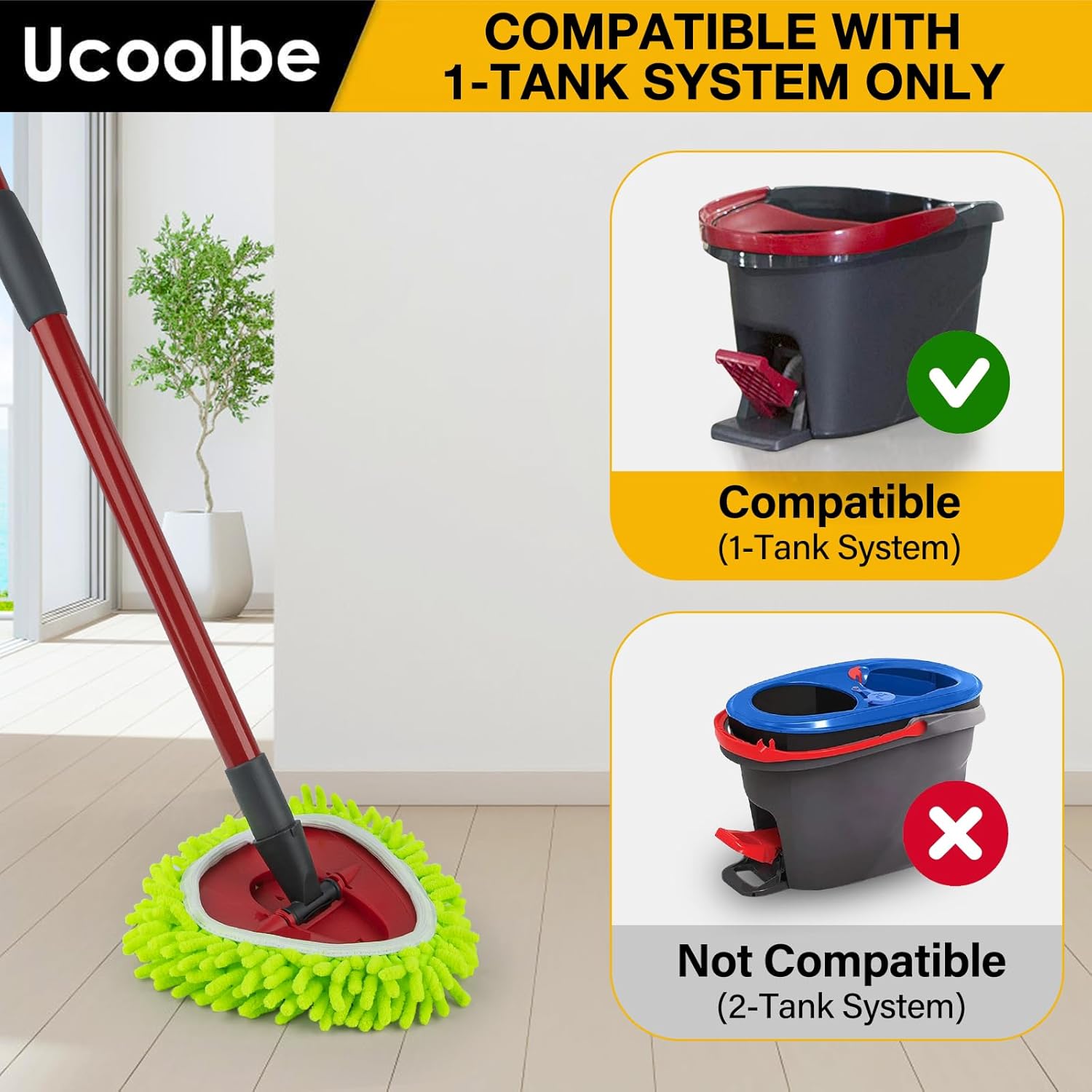 Ucoolbe Chenille Mop Head Refill 3 Pack for O Cedar EasyWring