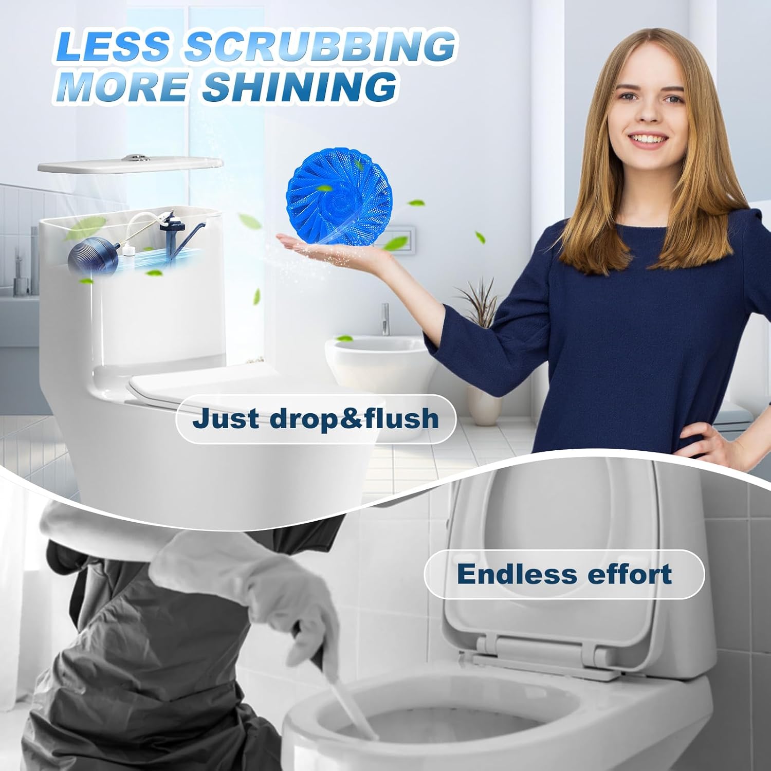 KIISIISO Toilet Bowl Tablets 54 Pack Automatic Cleaner with Long-Lasting Fragrance