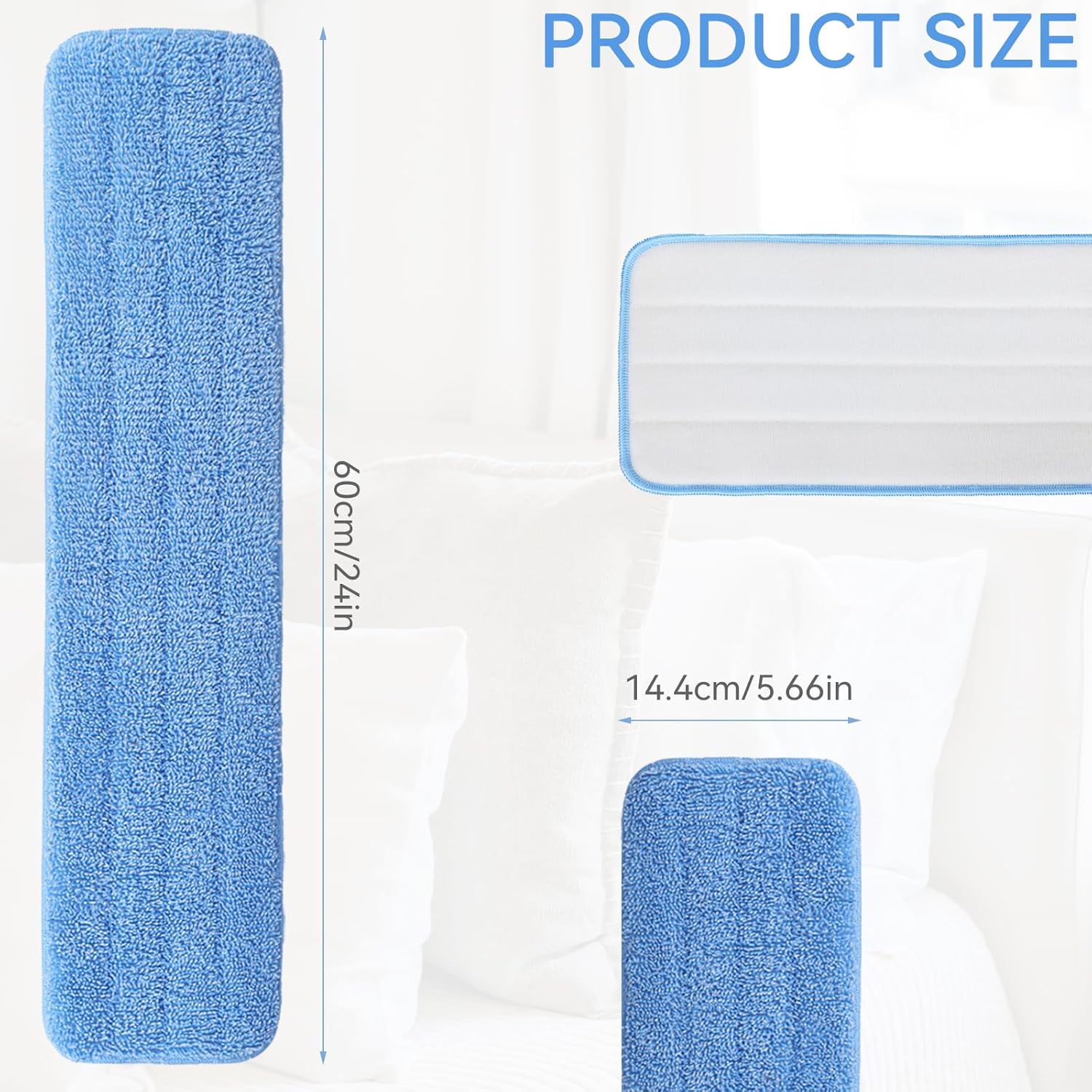 BeiLan 24 Microfiber Mop Pad Refills - 8 Pack Reusable Wet Dry Cleaning Pads