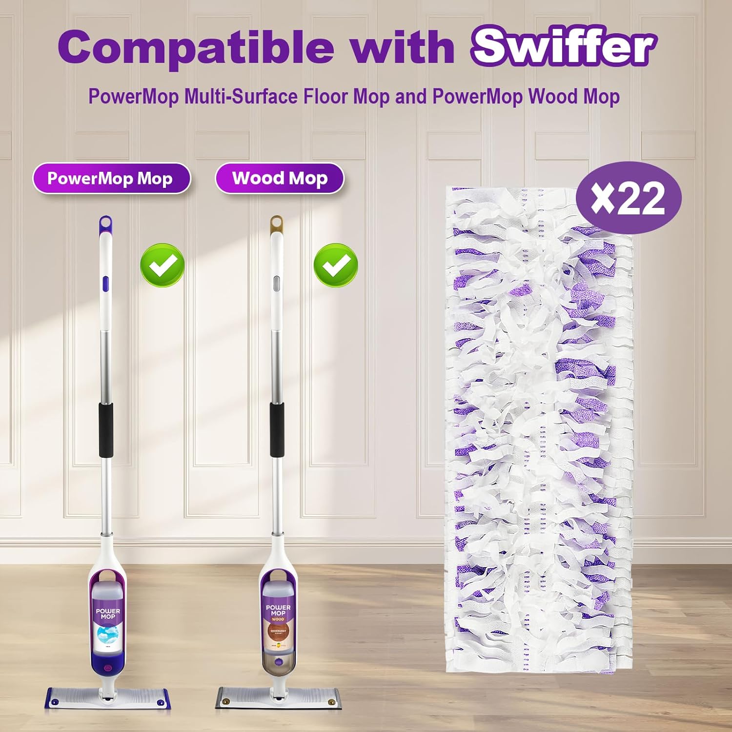 22 Count Swiffer Power Mop Refill Pads for Multi-Surface Cleaning
