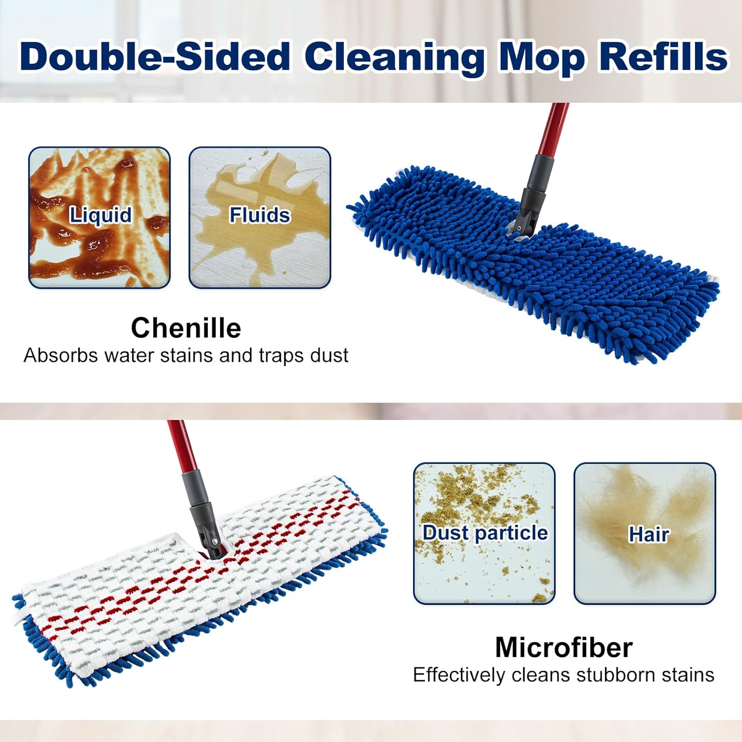 4 Pack Mop Refills for O-Cedar 3-Action Flip Mop