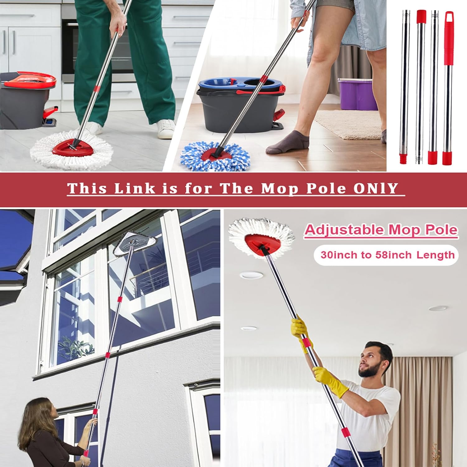 Sgizoku 4-Section 58 Spin Mop Handle Replacement 1
