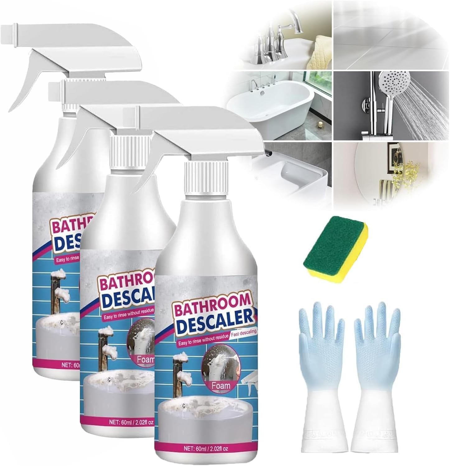 Powerful Multipurpose Bathroom Foam Cleaner 3pcs